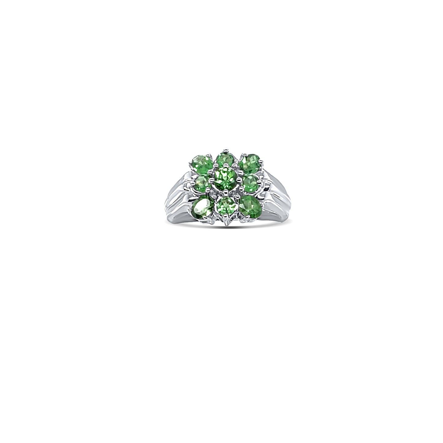 Peridot Floral-Cut White Gold Ring