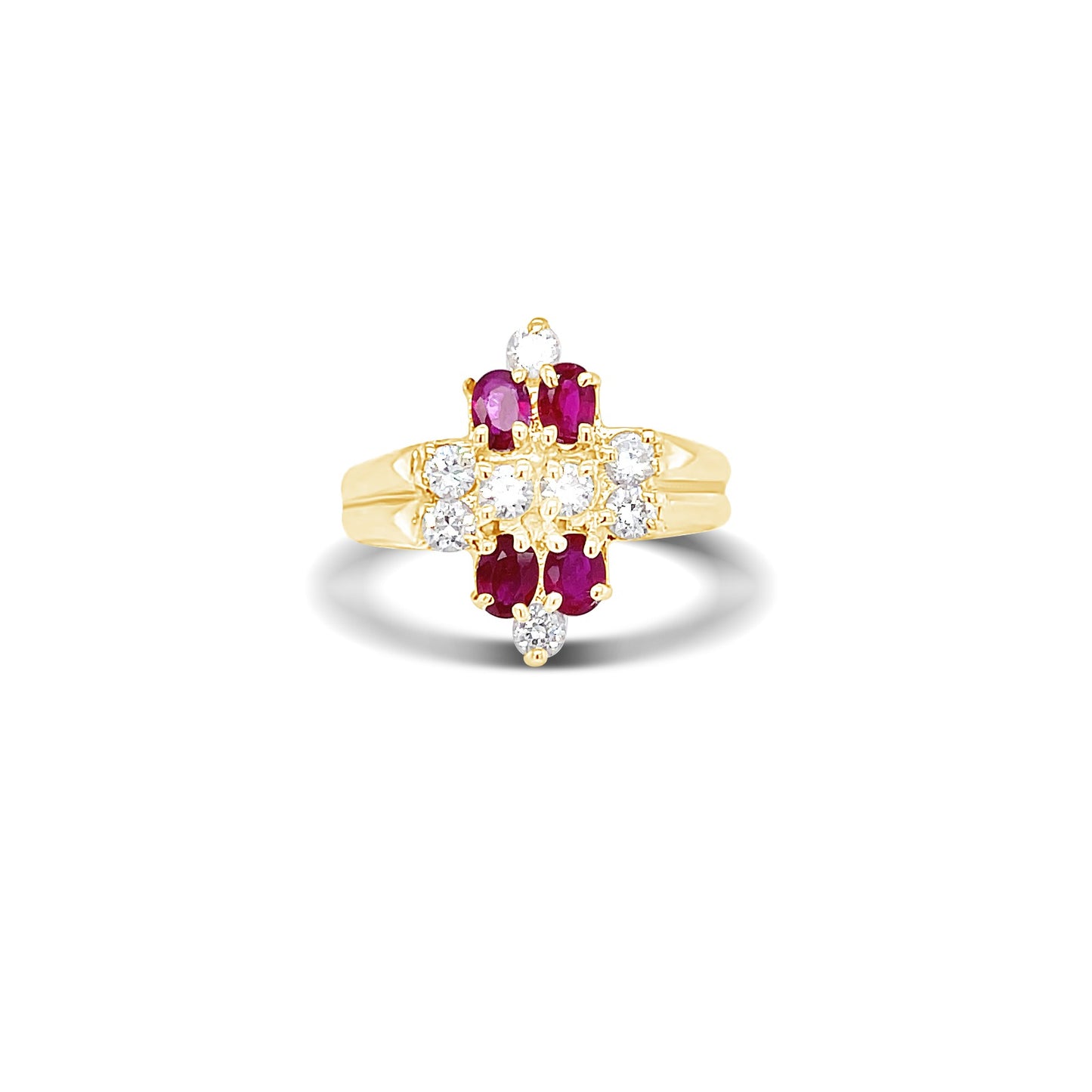 Ruby and Diamonds Oval-Cut Gold Ring