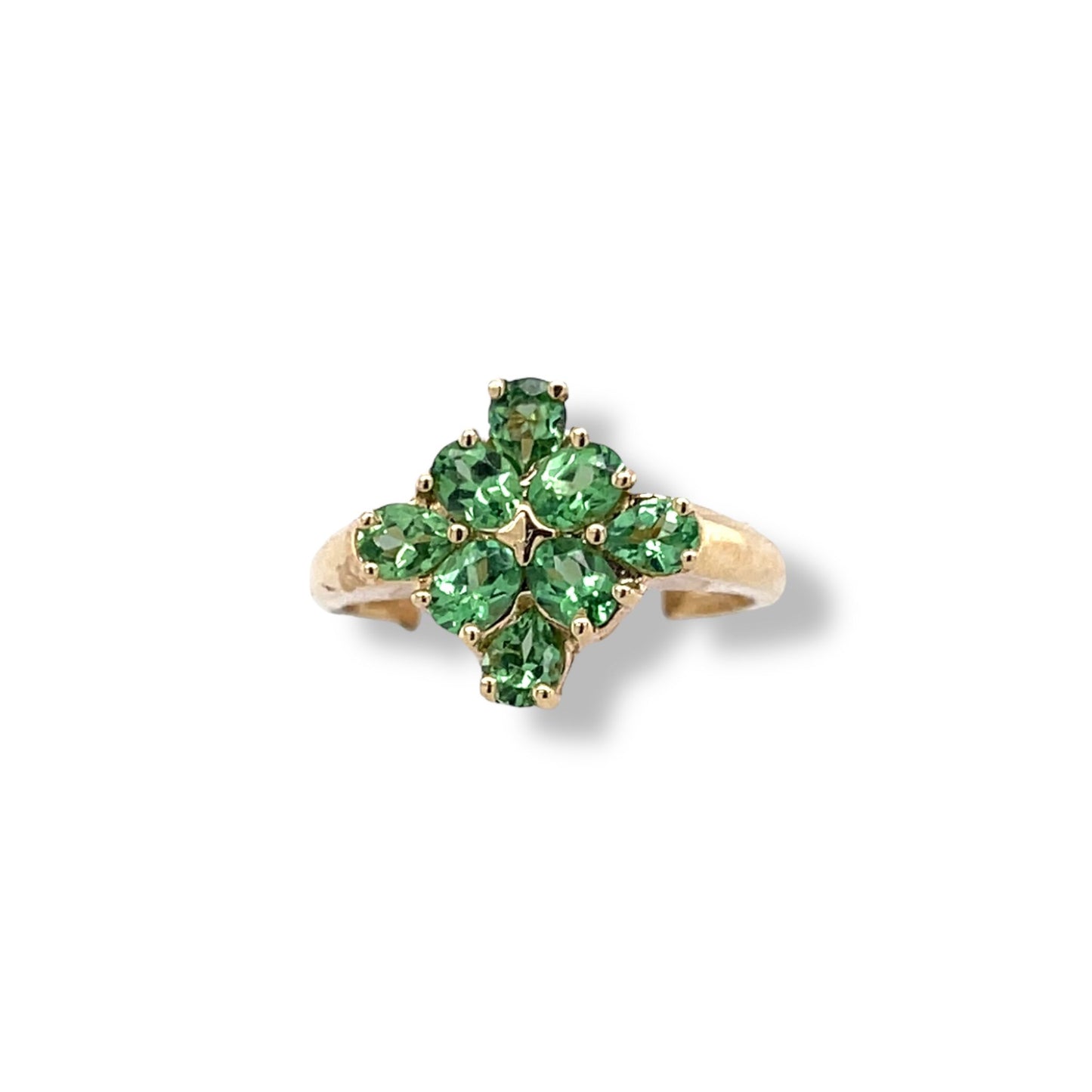 Tsavorite Pearl-Cut Yellow Gold Ring
