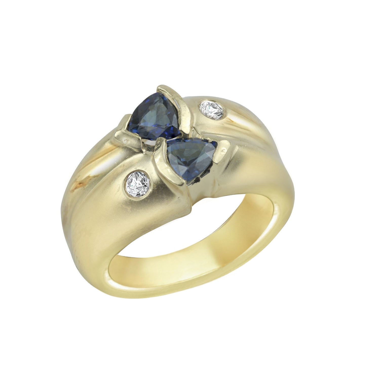Midnight Sapphire Trillion-Cut Yellow Gold Ring
