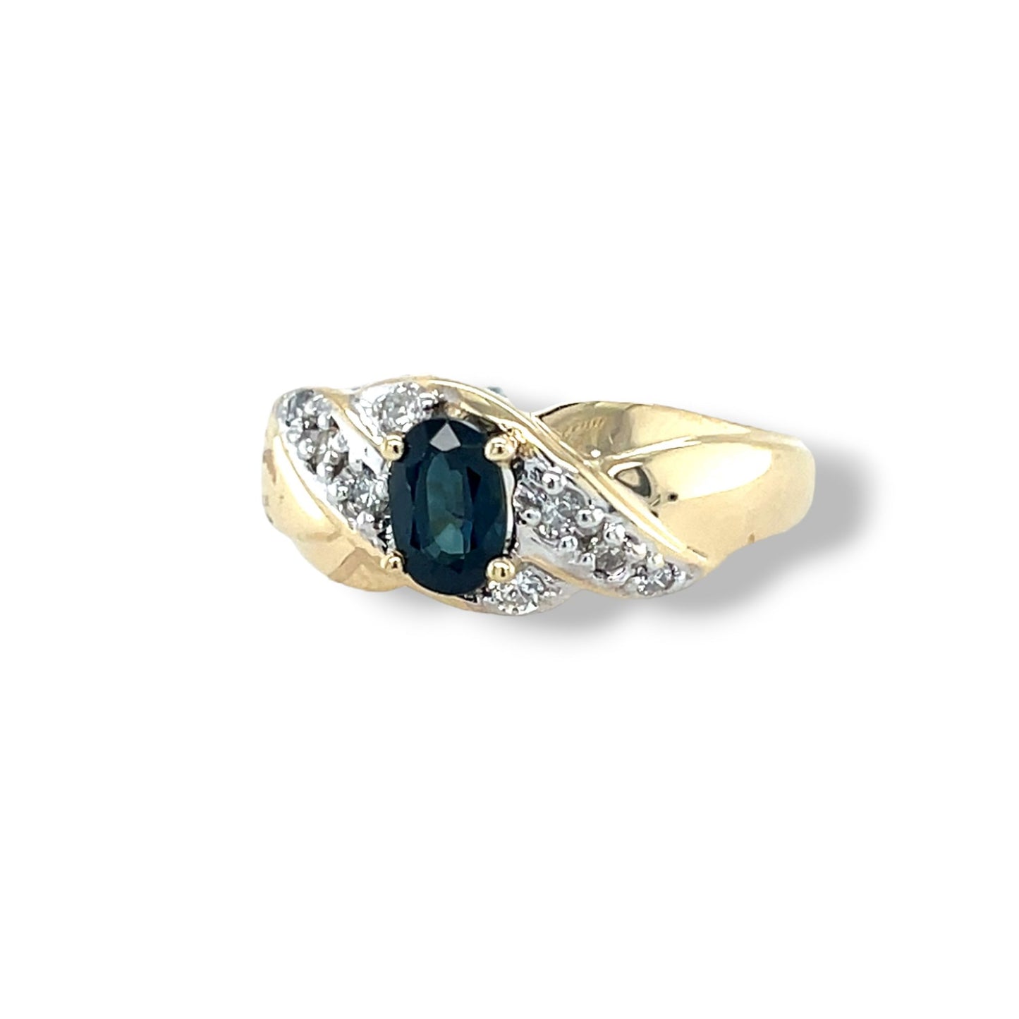 Blue Sapphire Oval-Cut Yellow Gold Ring