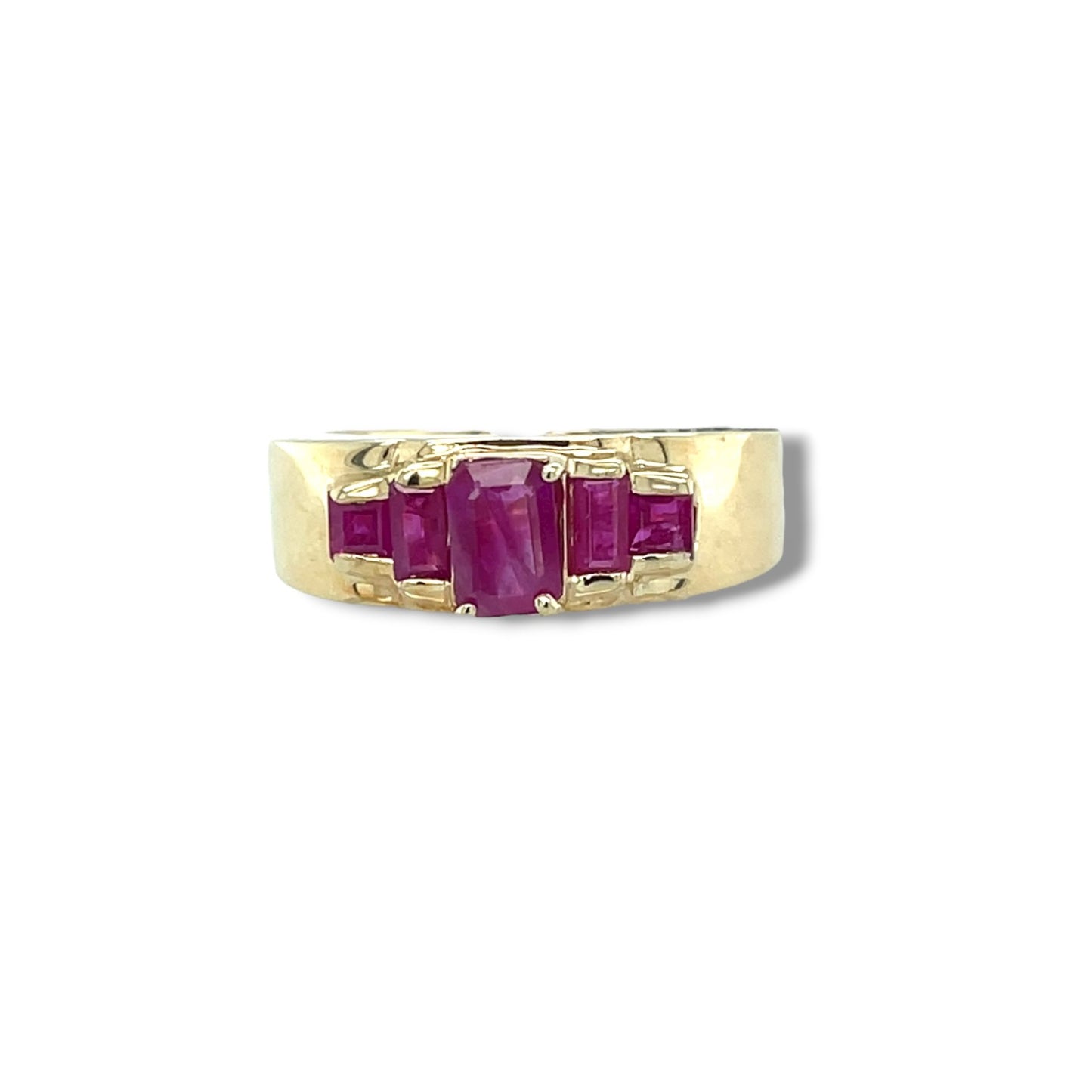 Ruby Square-Cut Yellow Gold Ring