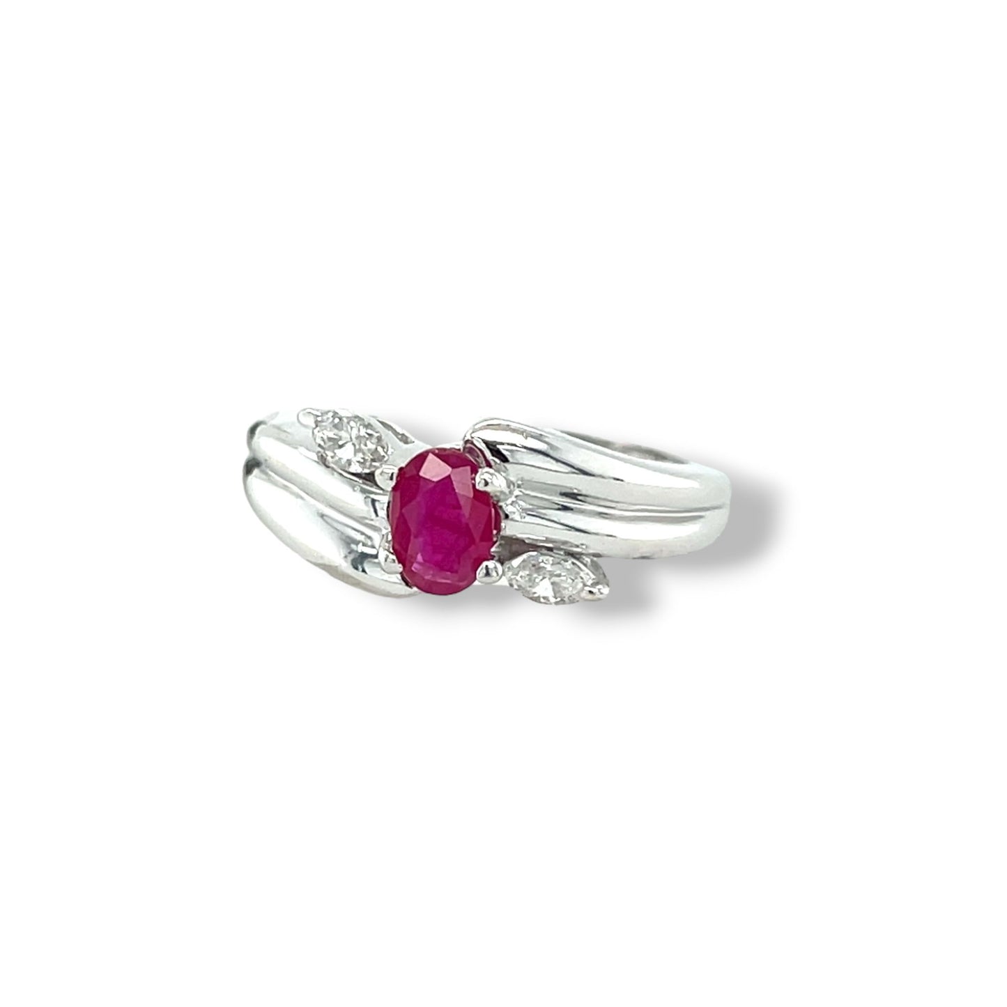 Ruby Oval-Cut White Gold Ring