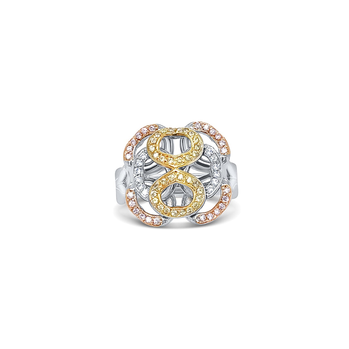 Champagne-Yellow Round-Cut White Gold Ring