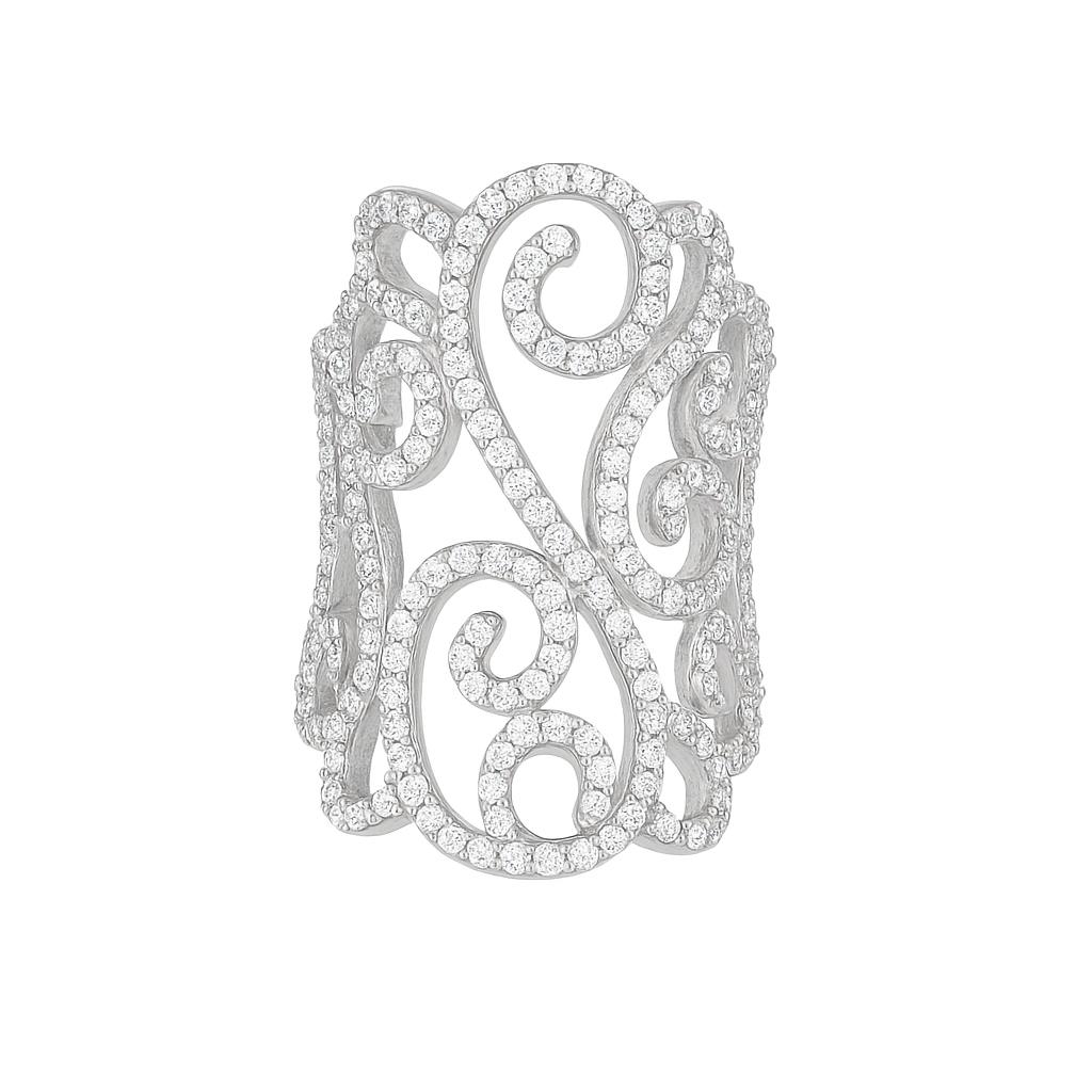 Wide-Band Round-Cut Gold Ring