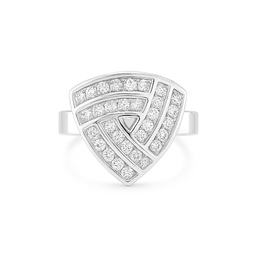 Shield-Shaped Design Round-Cut Gold Ring