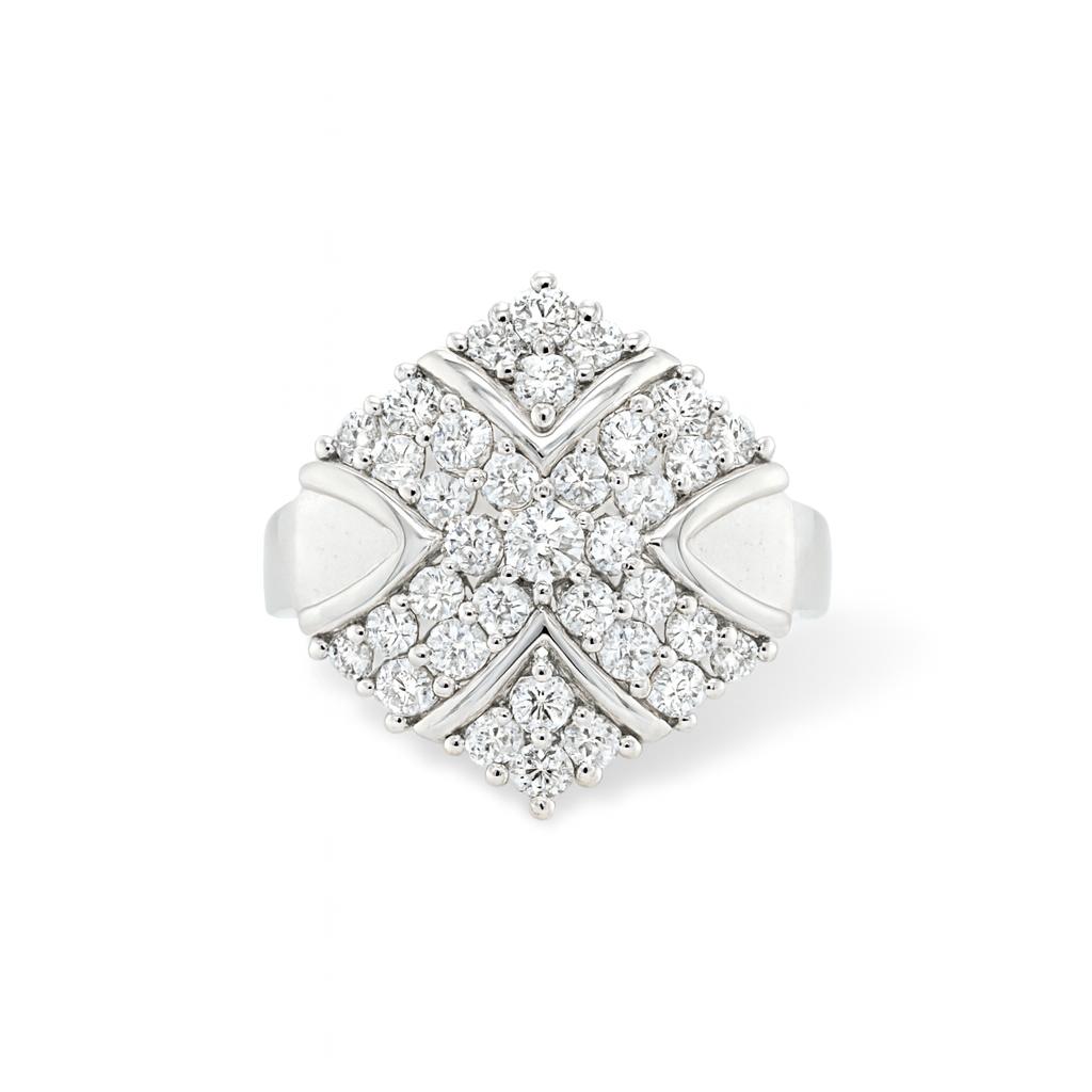 Floral-Style Round-Cut Gold Ring