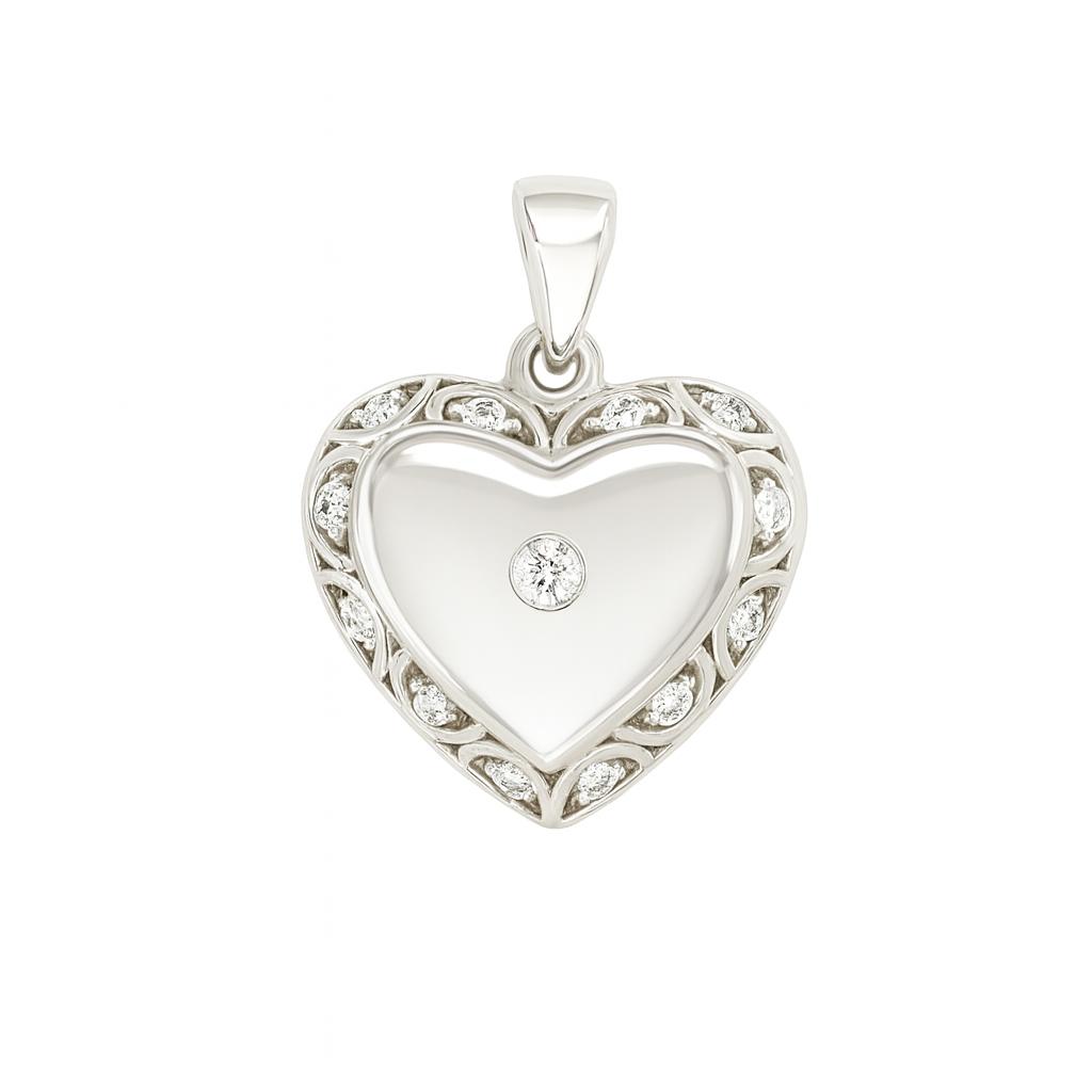 Heart-Style Round-Cut Gold Pendant