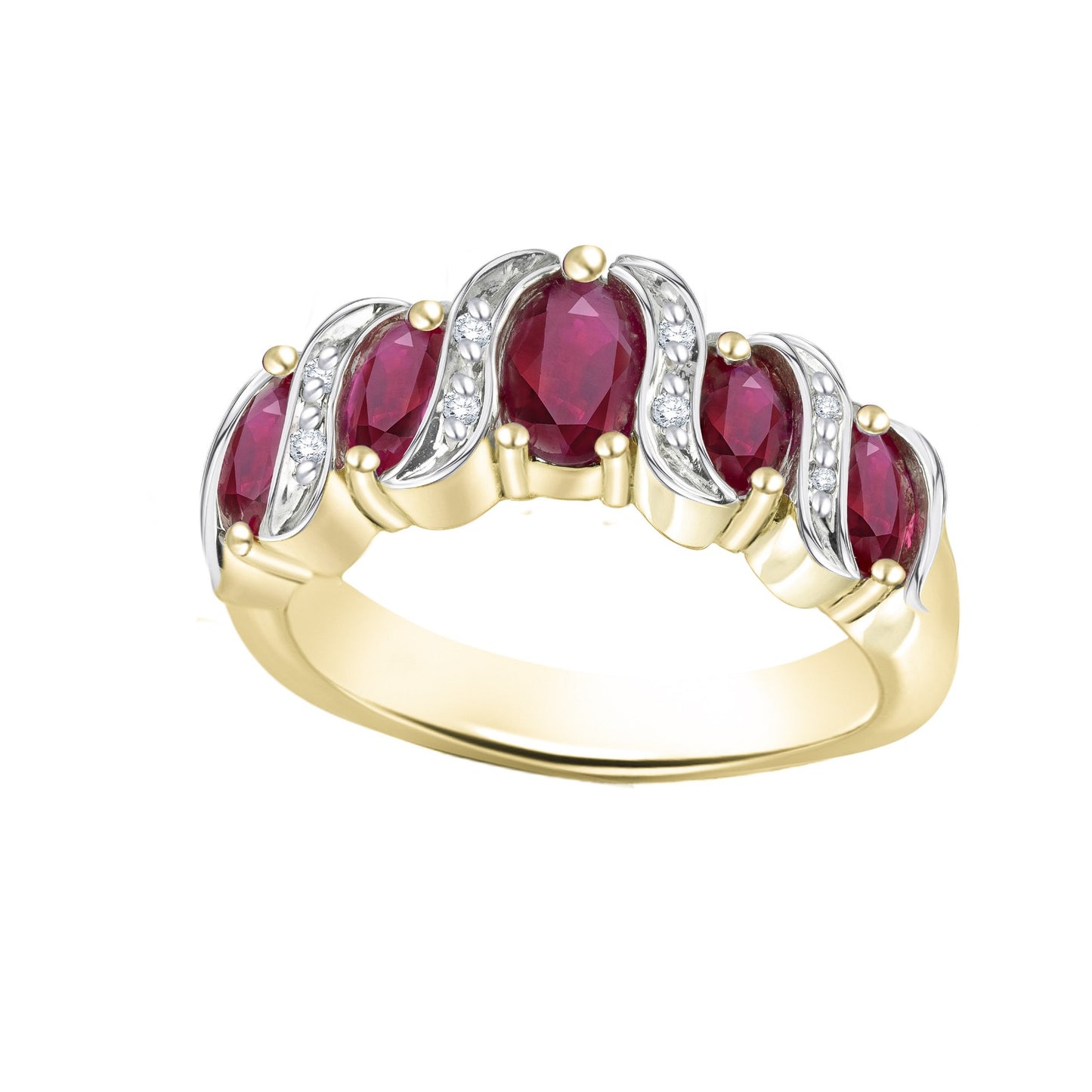Rubies Oval-Cut Birthstone Gold Ring