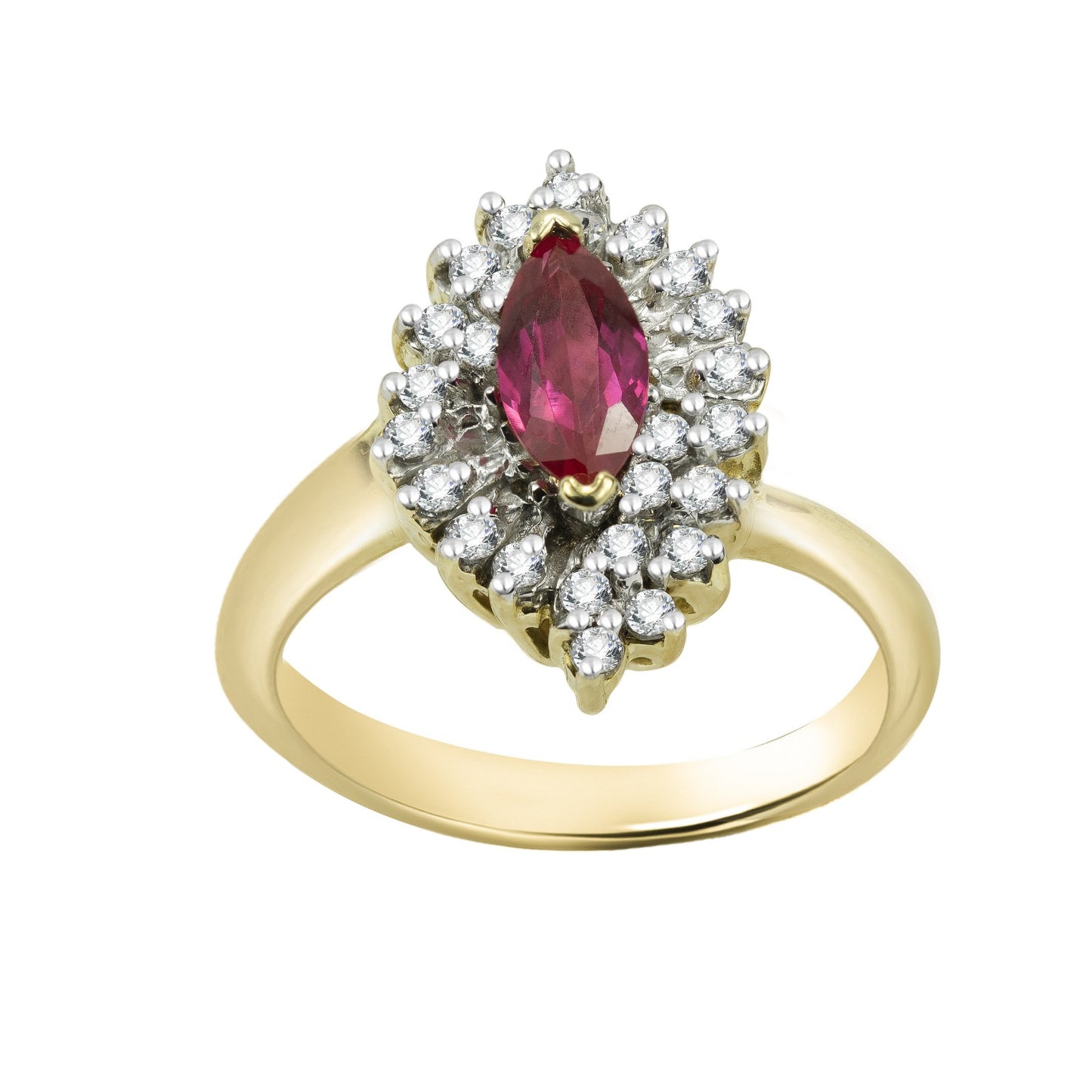 Ruby Marquise-Cut Birthstone Gold Ring