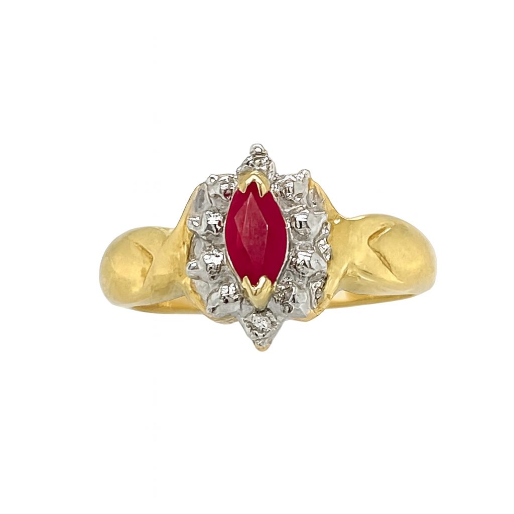 Ruby Marquise-Cut Birthstone Gold Ring