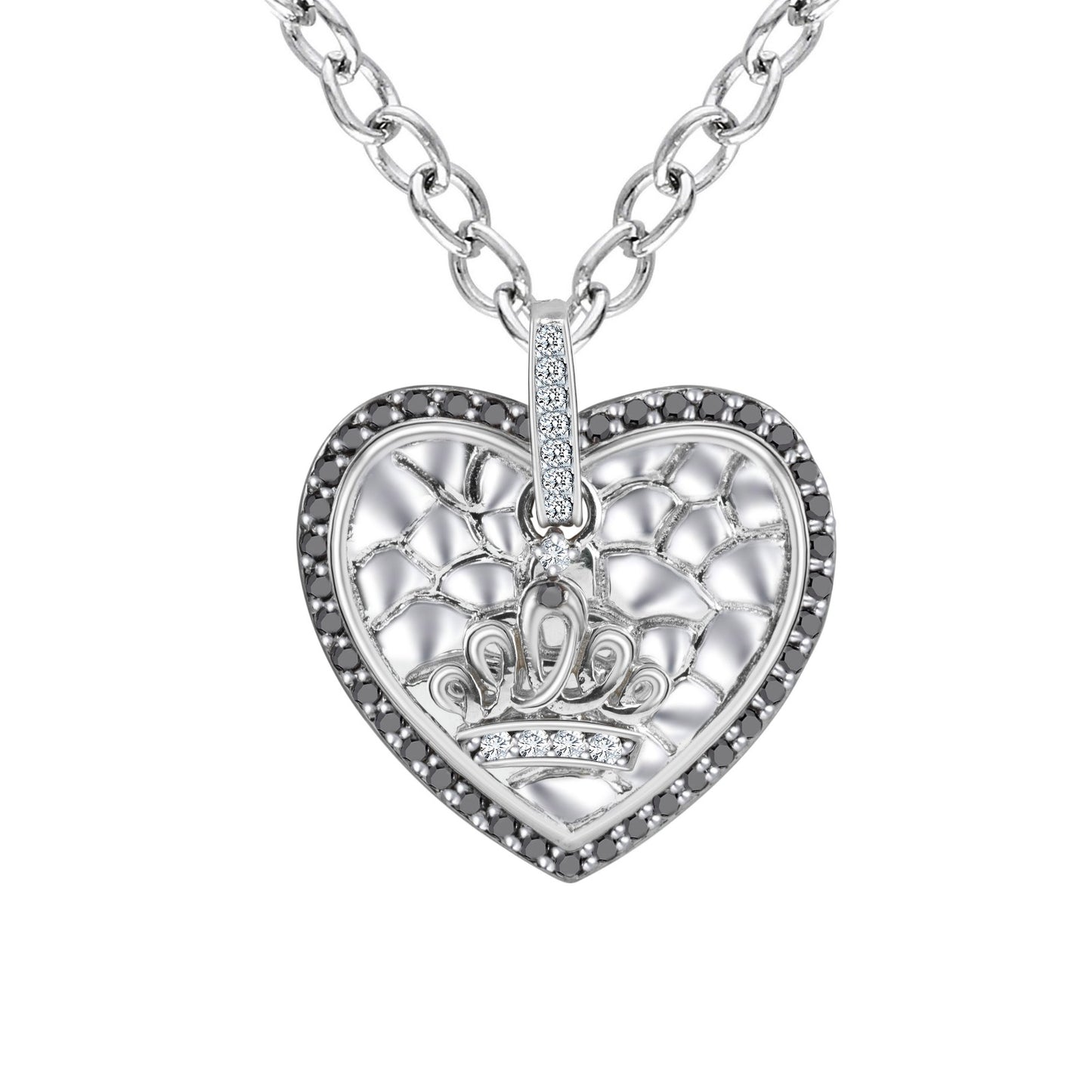 Royal Heart Crown White Gold Pendant