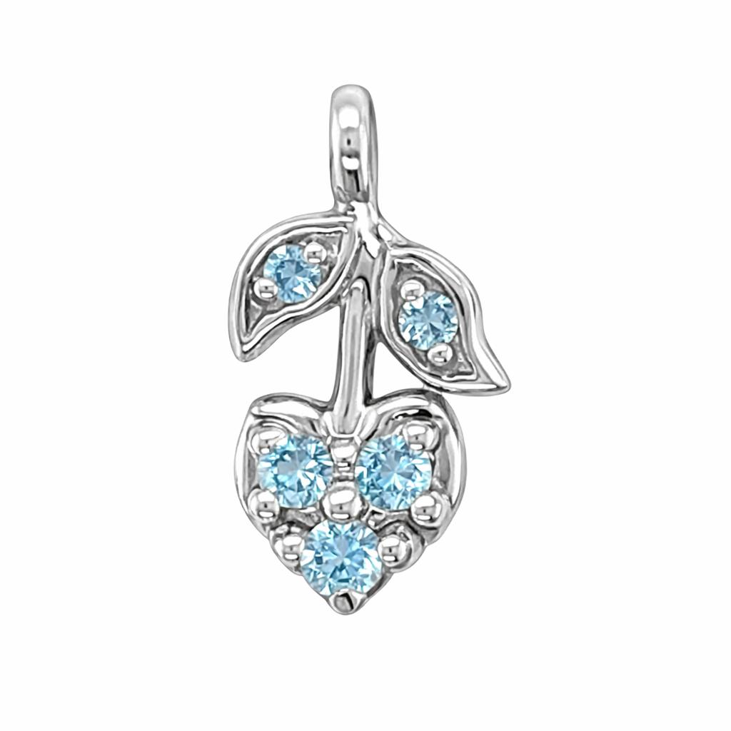 Royal Blue Cherry White Gold Charm