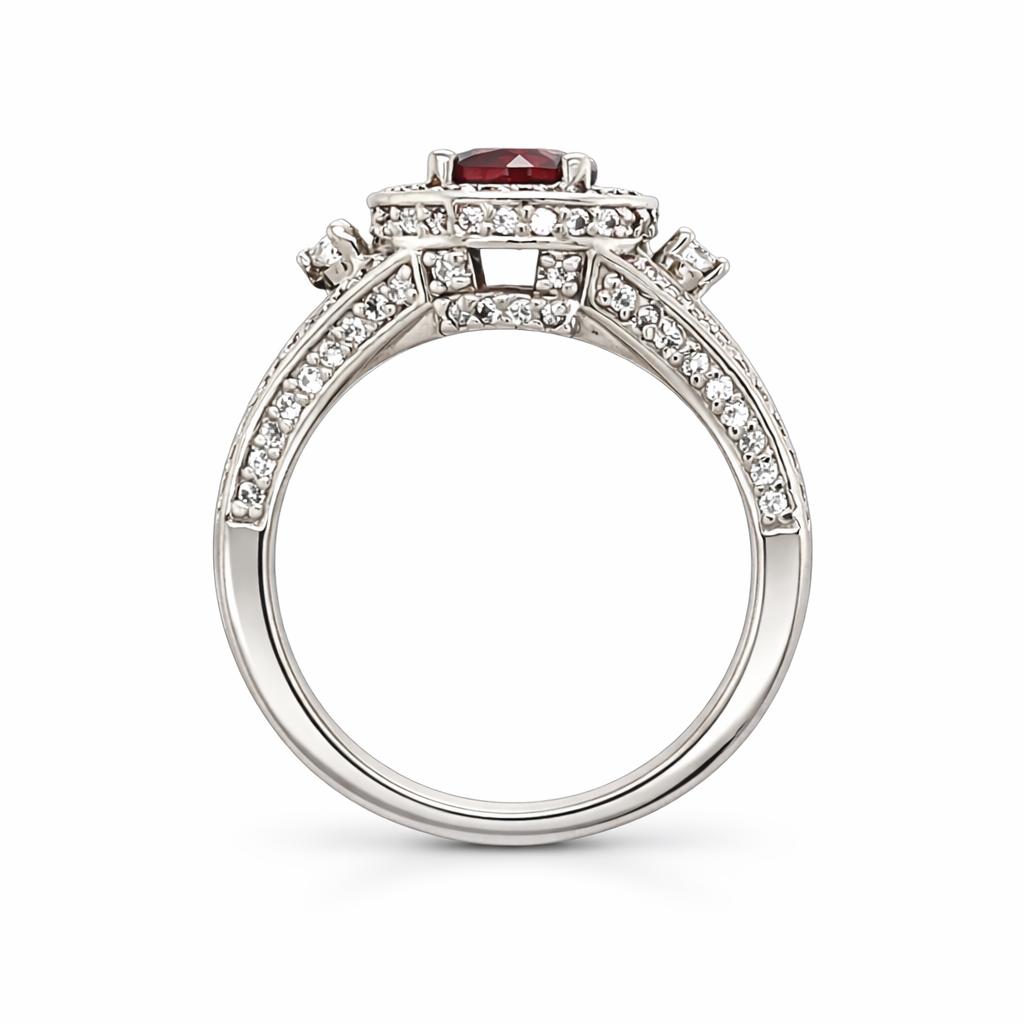 Garnet Halo Birthstone Gold Ring