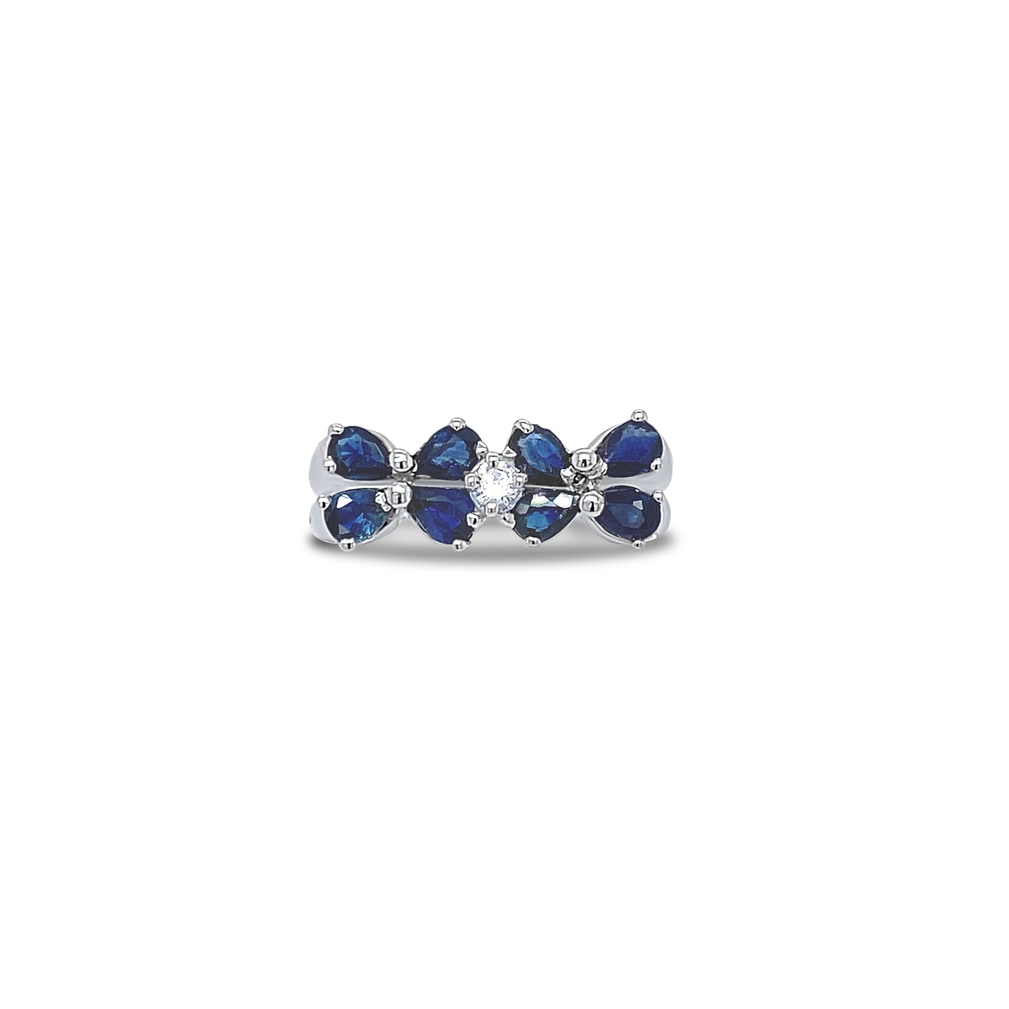 Blue Sapphire Floral Birthstone Gold Ring