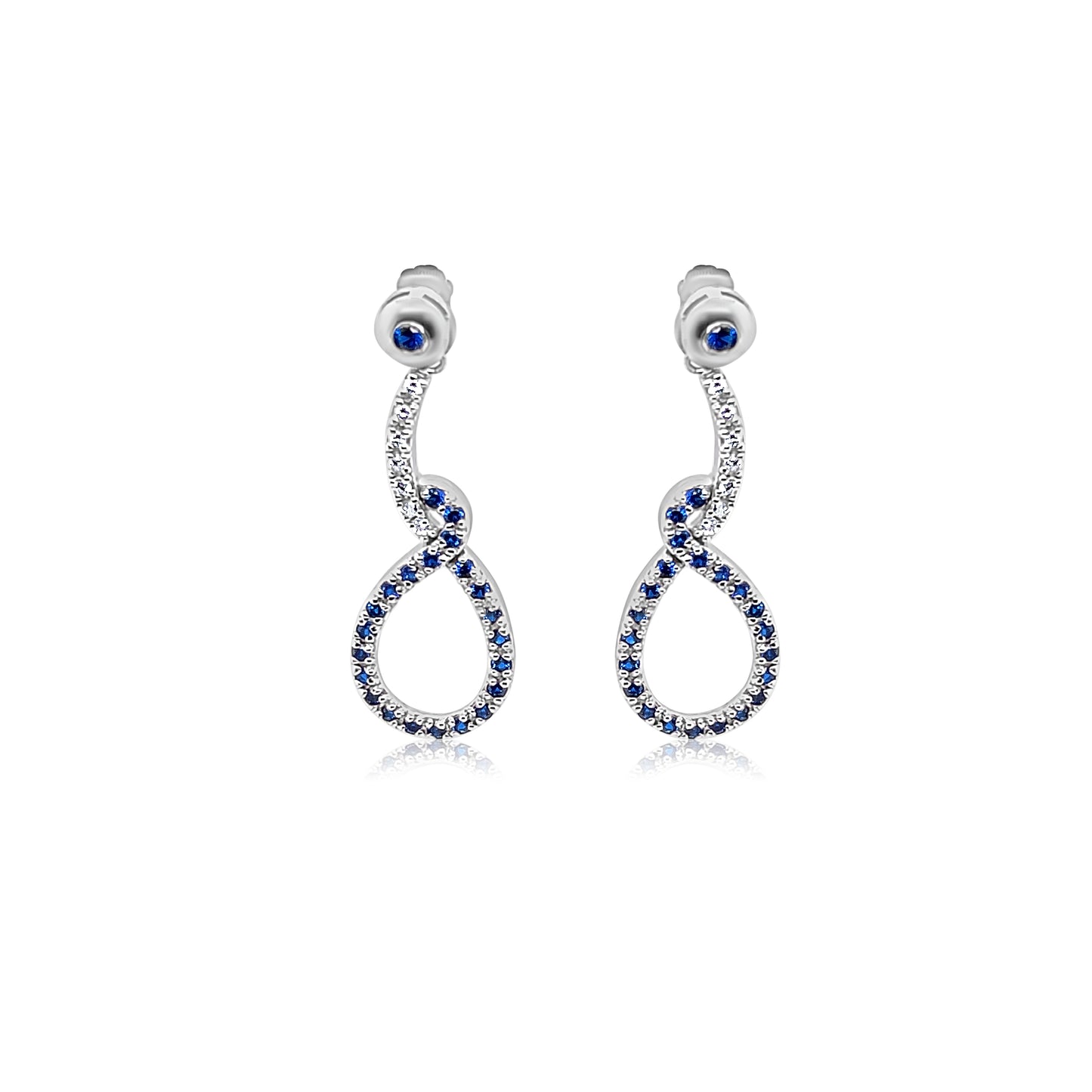 Long Blue Drop Gold Earring