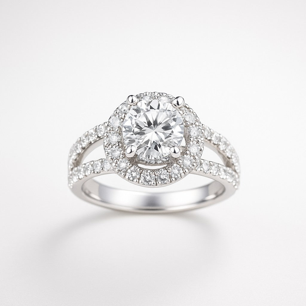 Brilliant Round-Cut White Gold Ring