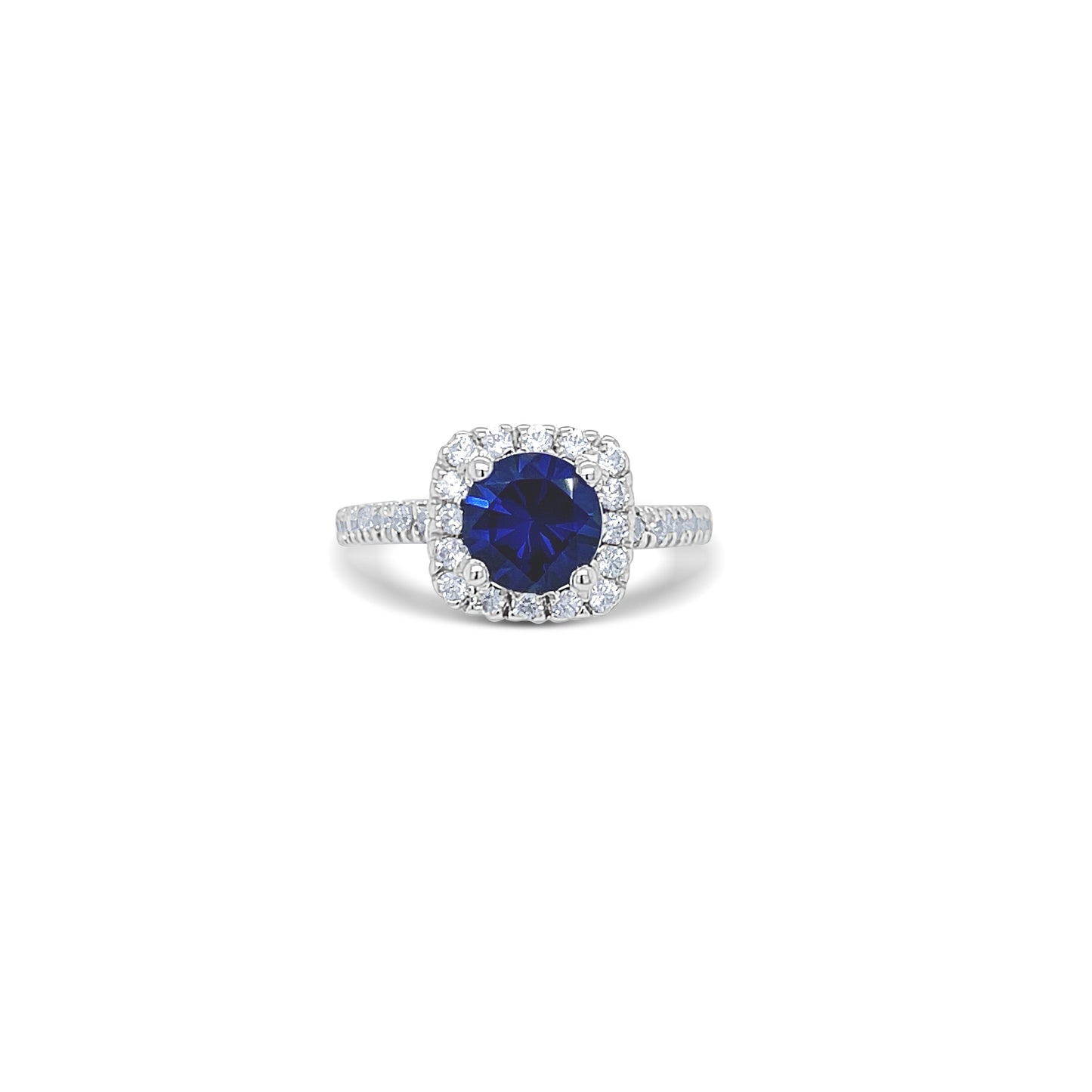 Midnight Blue Round Sapphire Birthstone Ring