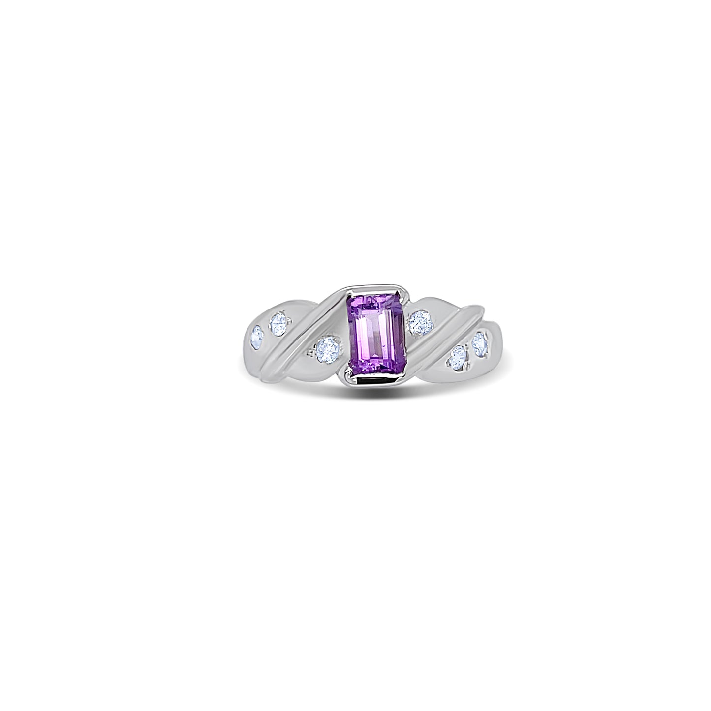 Amethyst Emerald Cut Birthstone Gold Ring