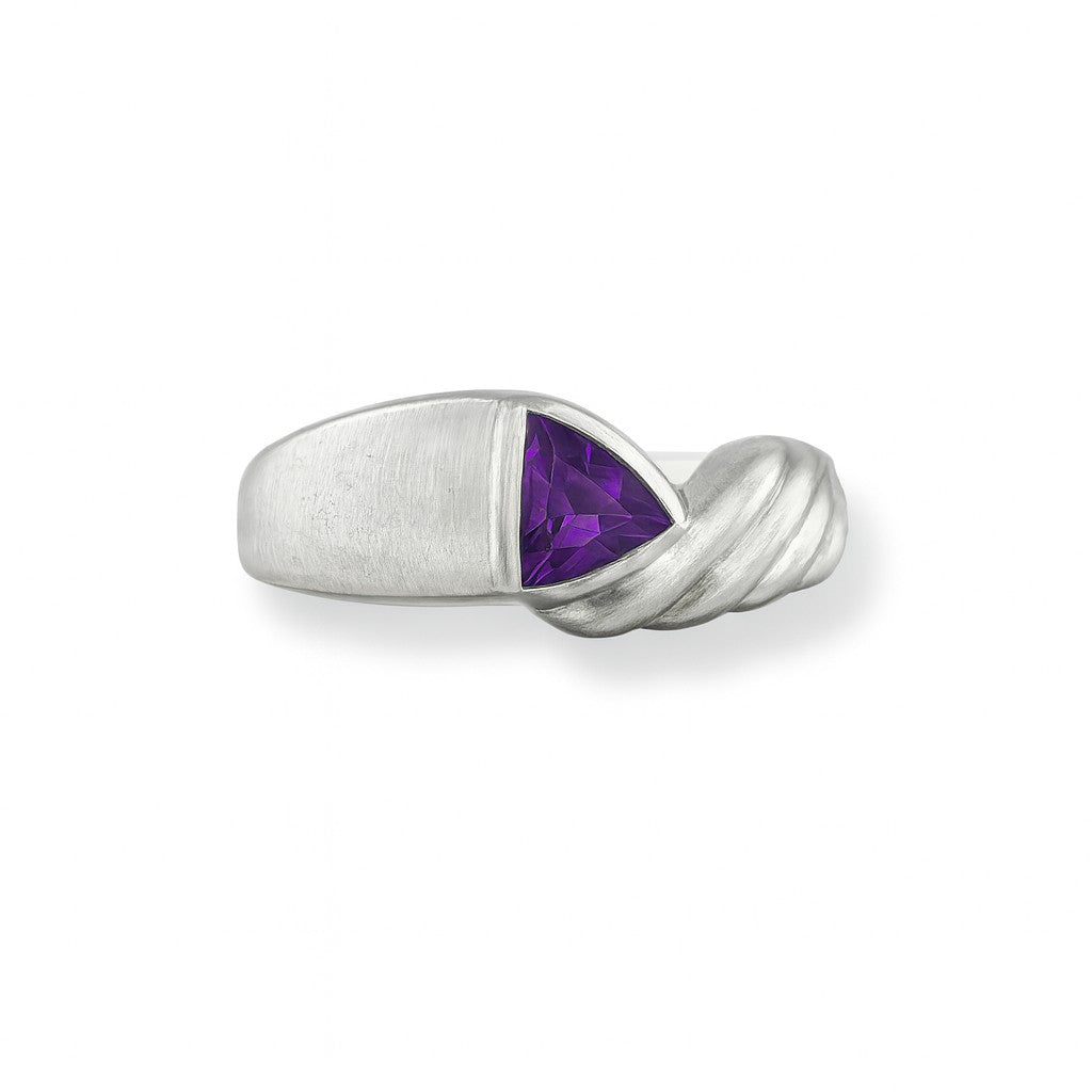 Amethyst Trillion Cut Birthstone Gold Ring