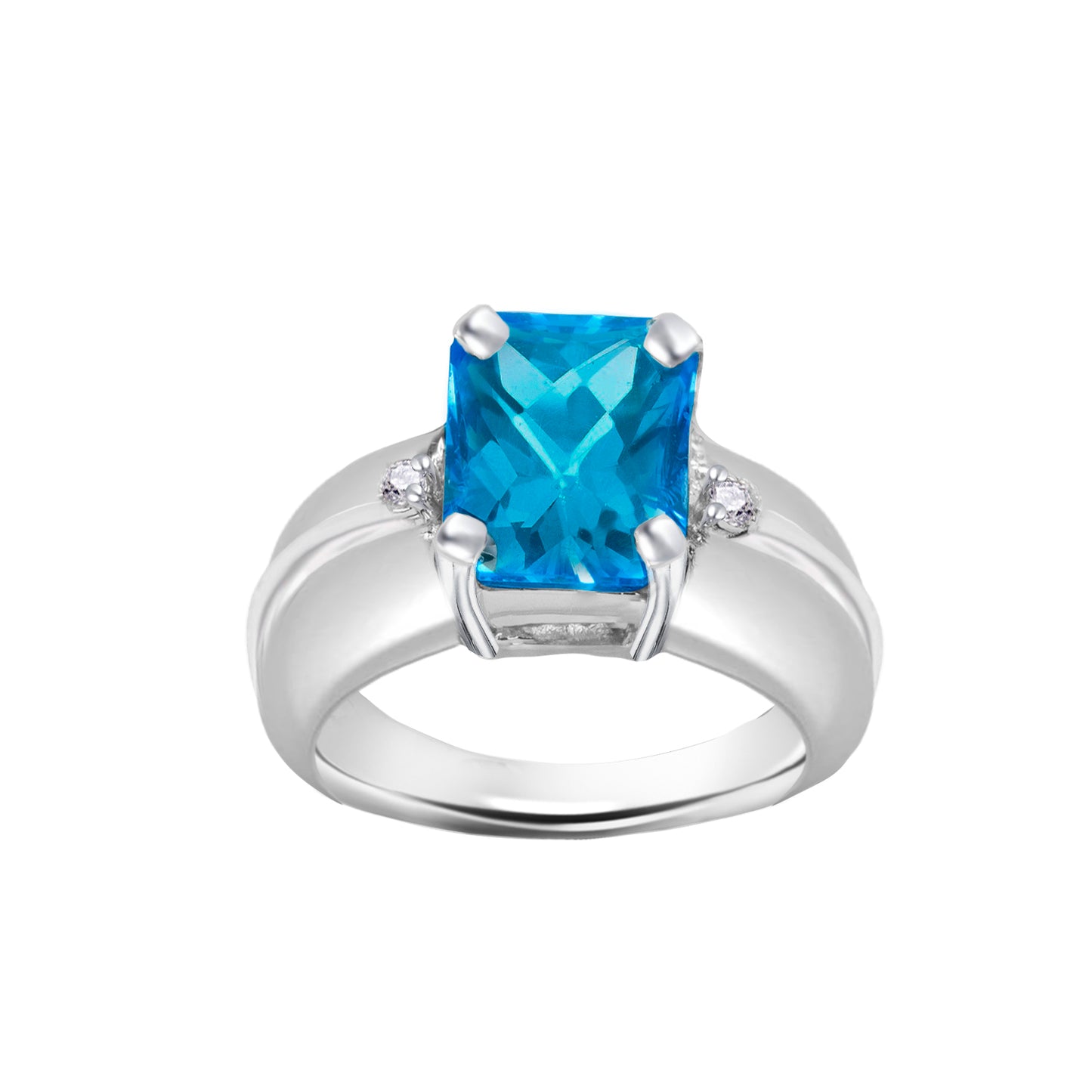 Swiss Blue Topaz Birthstone Gold Ring