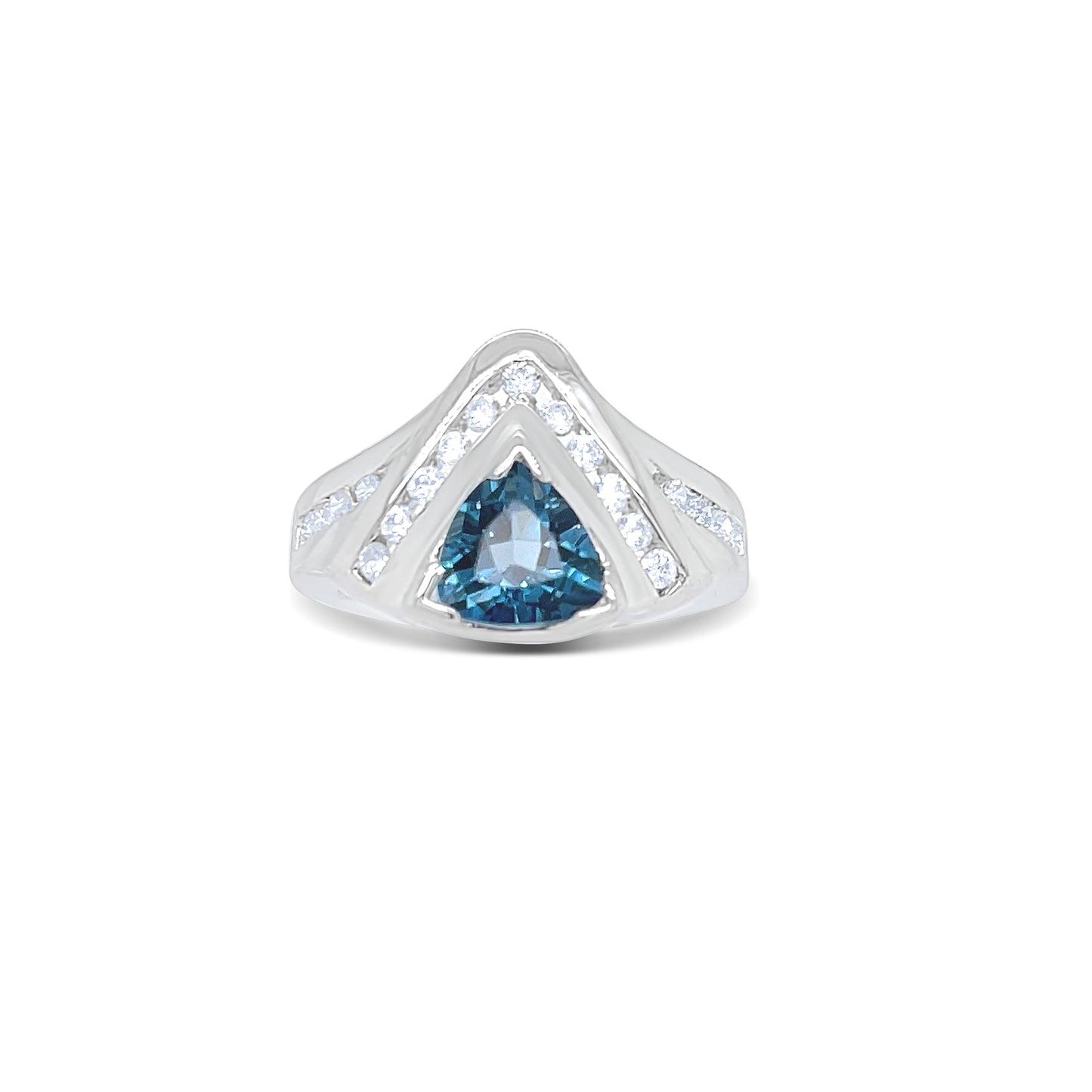 Trillion Blue Topaz Birthstone Ring