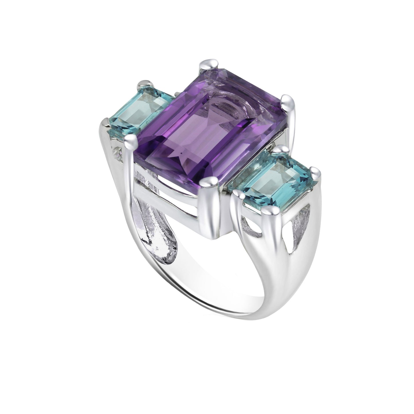 Multicolor Amethyst Birthstone Gold Ring