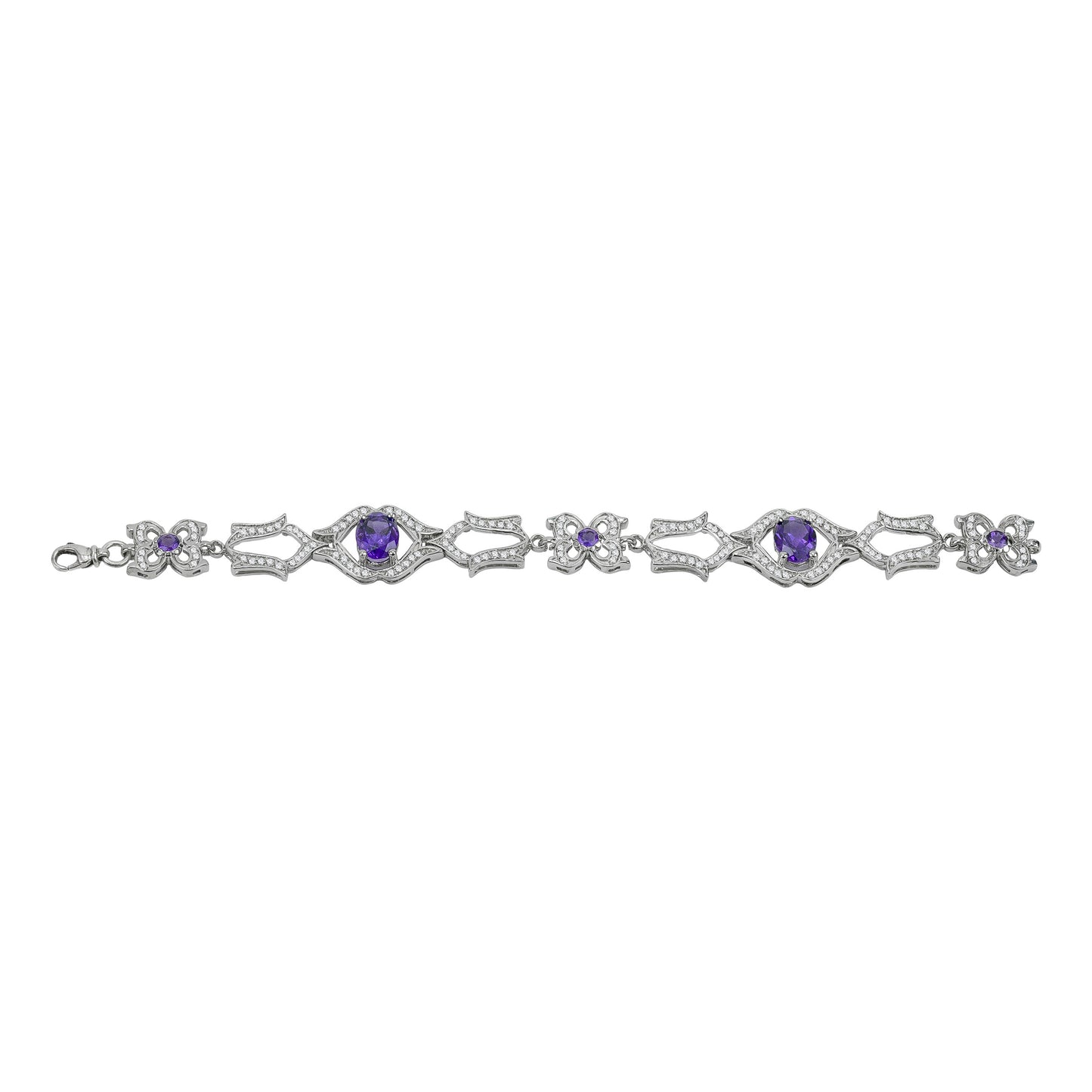 Amethyst Oval Shaped Gold Bracelet
