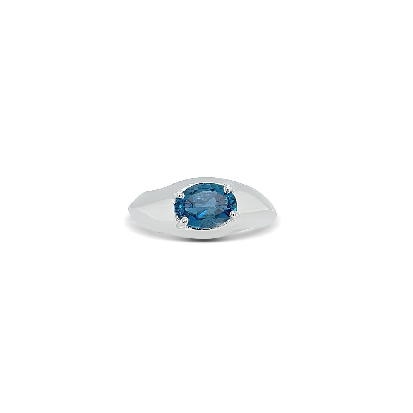 Blue Topaz Oval Cut Birthstone Gold Ring