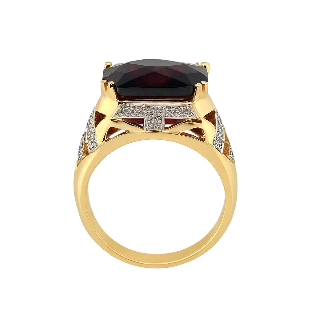 Garnet Cushion-Cut Birthstone Gold Ring