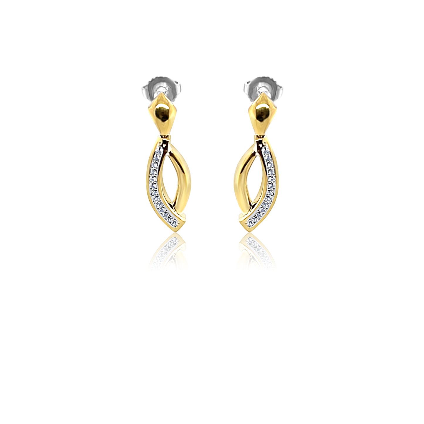 Two Tones Gold Drop Earrings