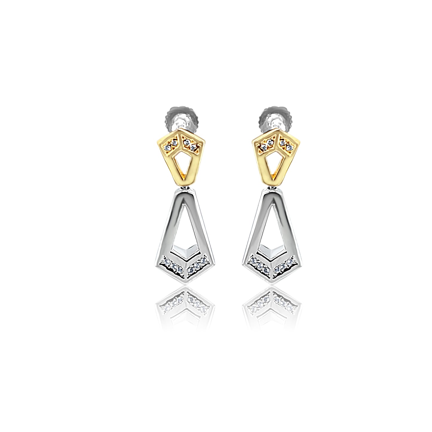 Two Tones Gold Drop Earrings