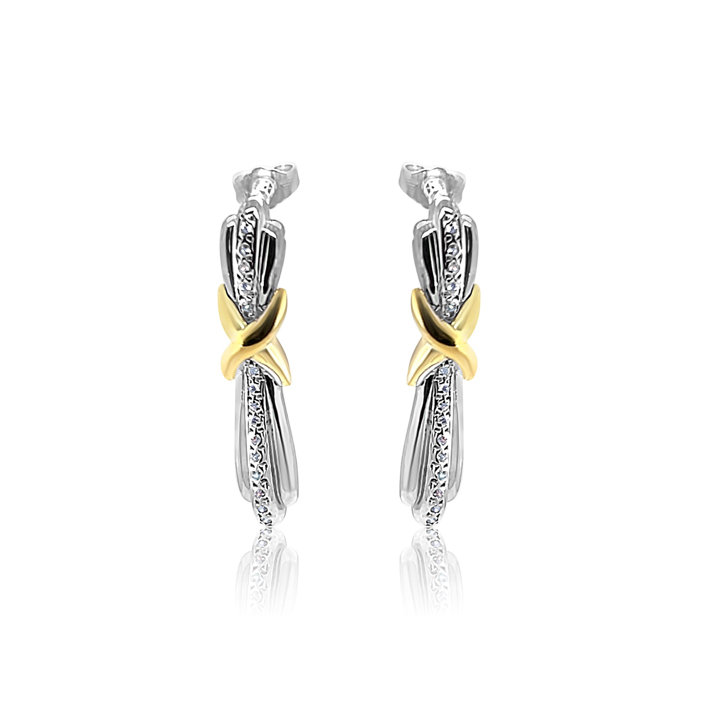 14K Two Tones Gold Earring