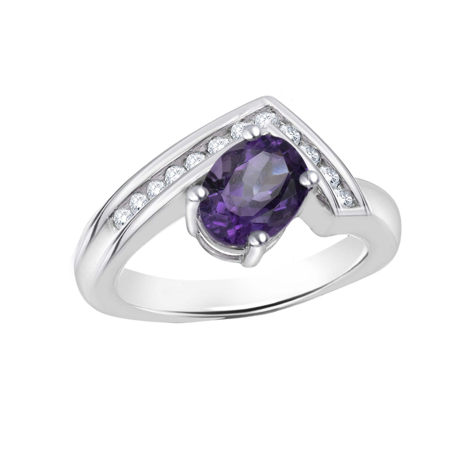 Amethyst Oval Cut Birthstone Gold Ring