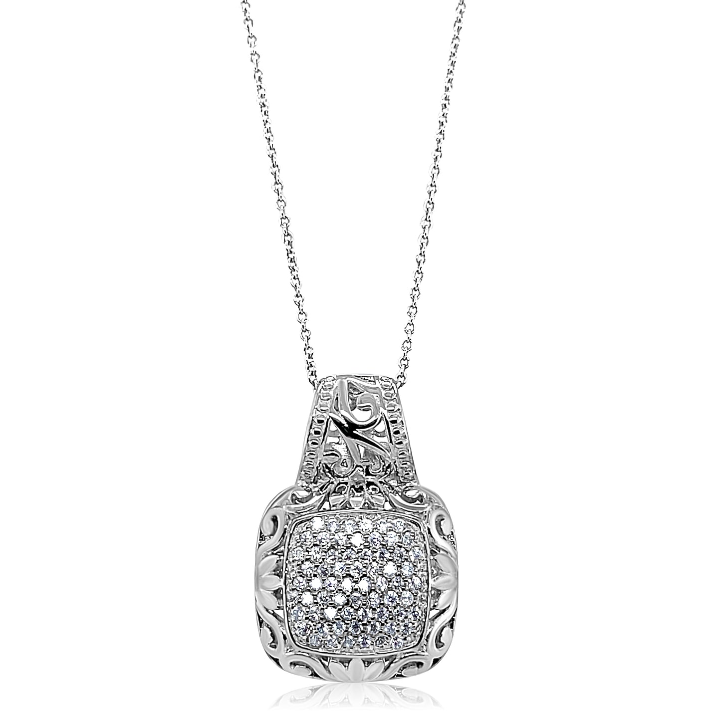 Square White Gold Pendant