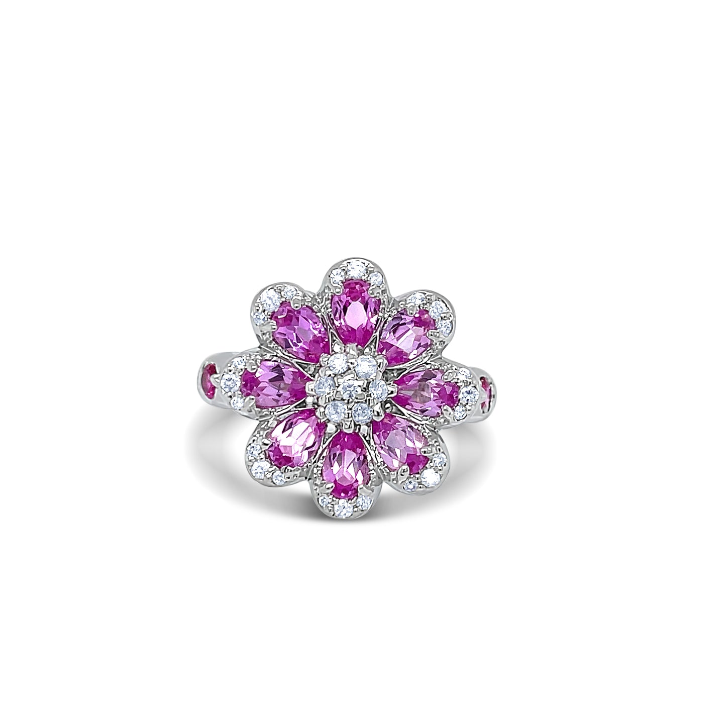 Diamond and Pink Topaz Ring