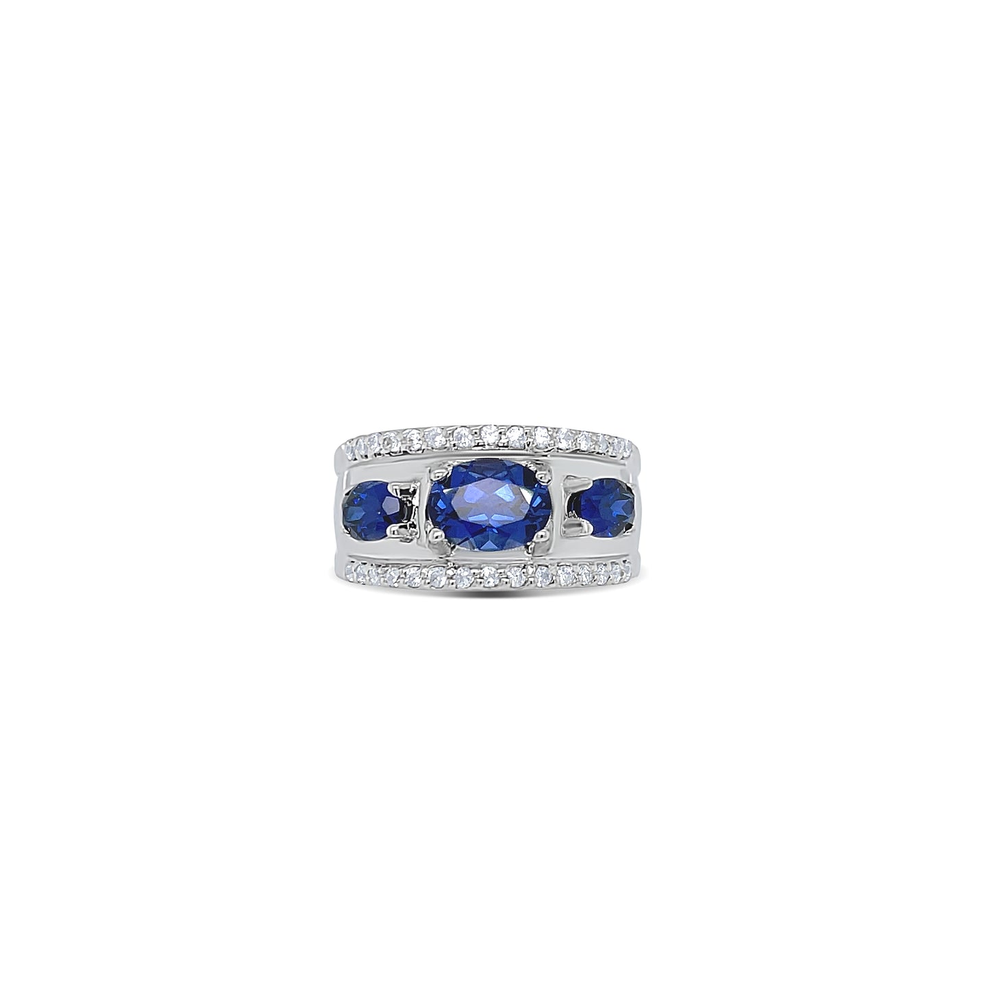 Blue Sapphire Oval Cut Birthstone Gold Ring