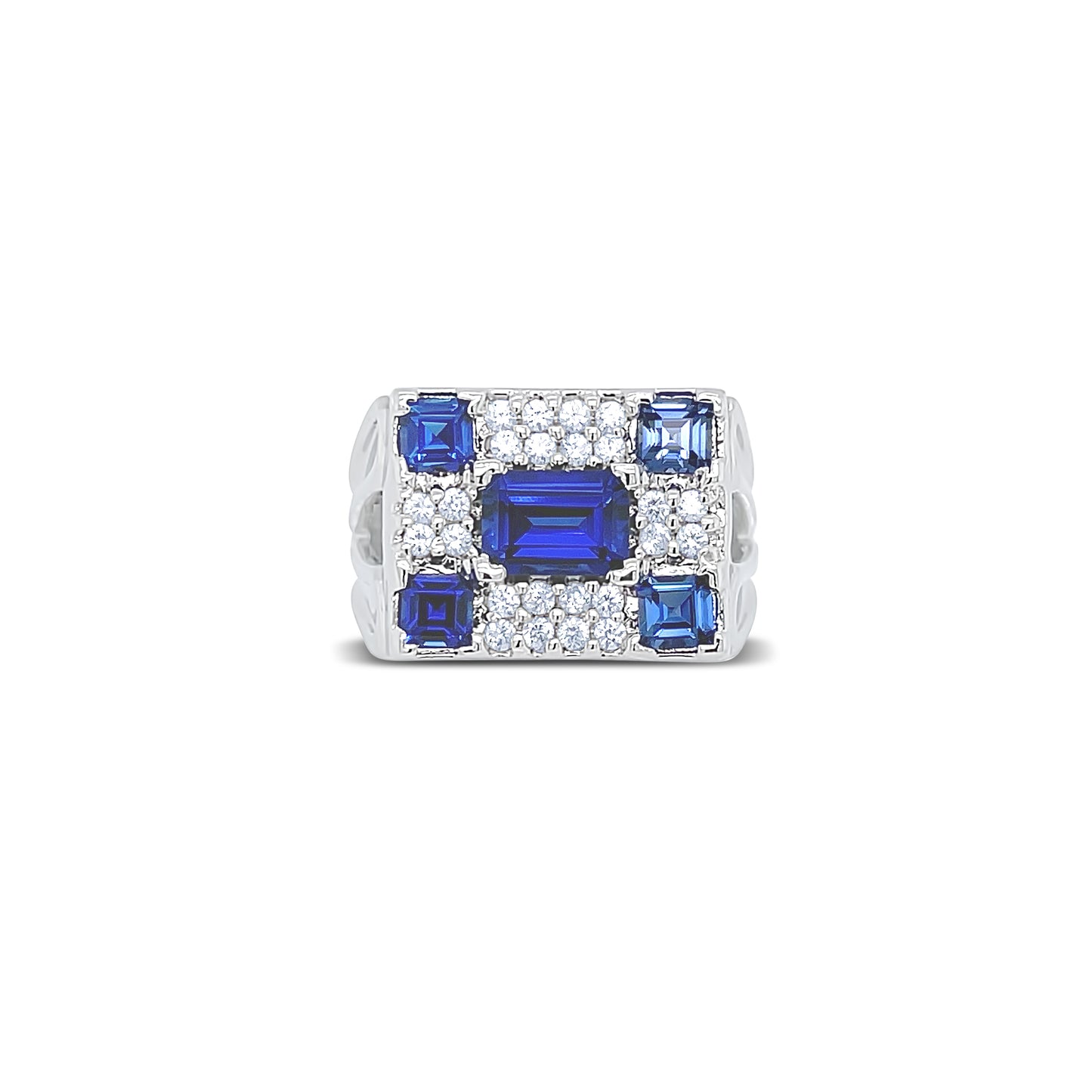 Blue Sapphire Geometric Birtstone Ring