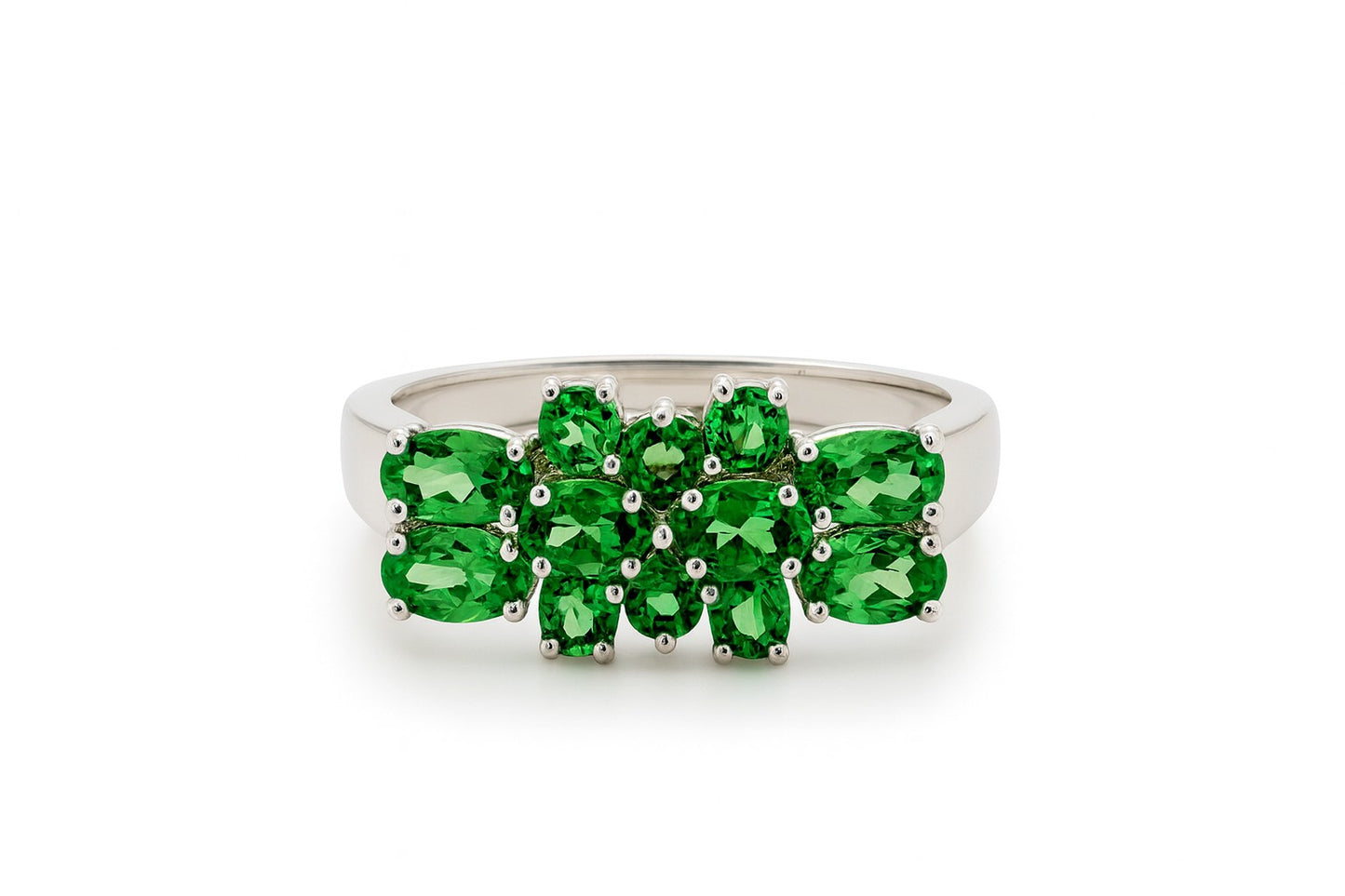 Tsavorite Oval and Round-Cut Birthstone Ring