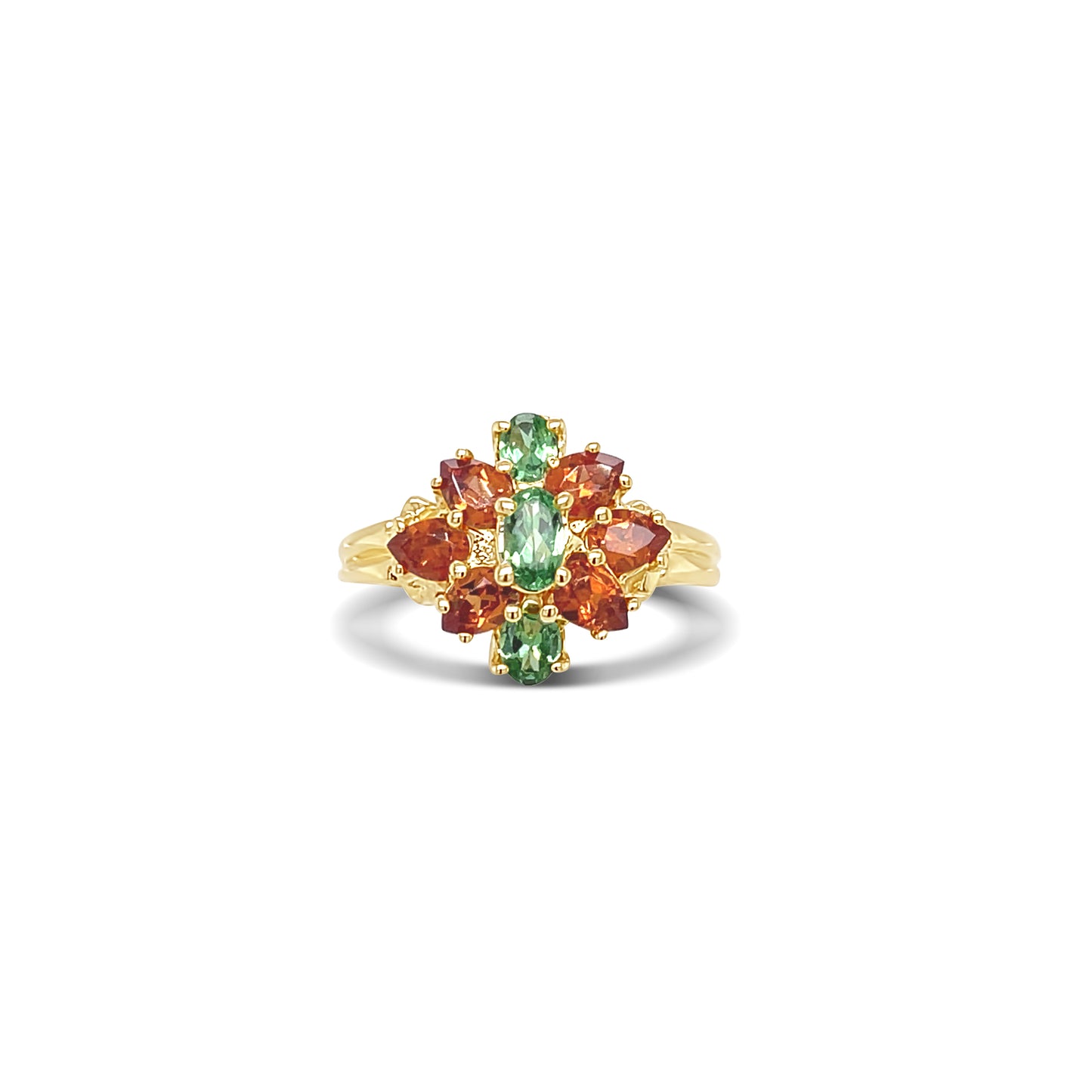 Peridot and Tsavorite Gold Ring