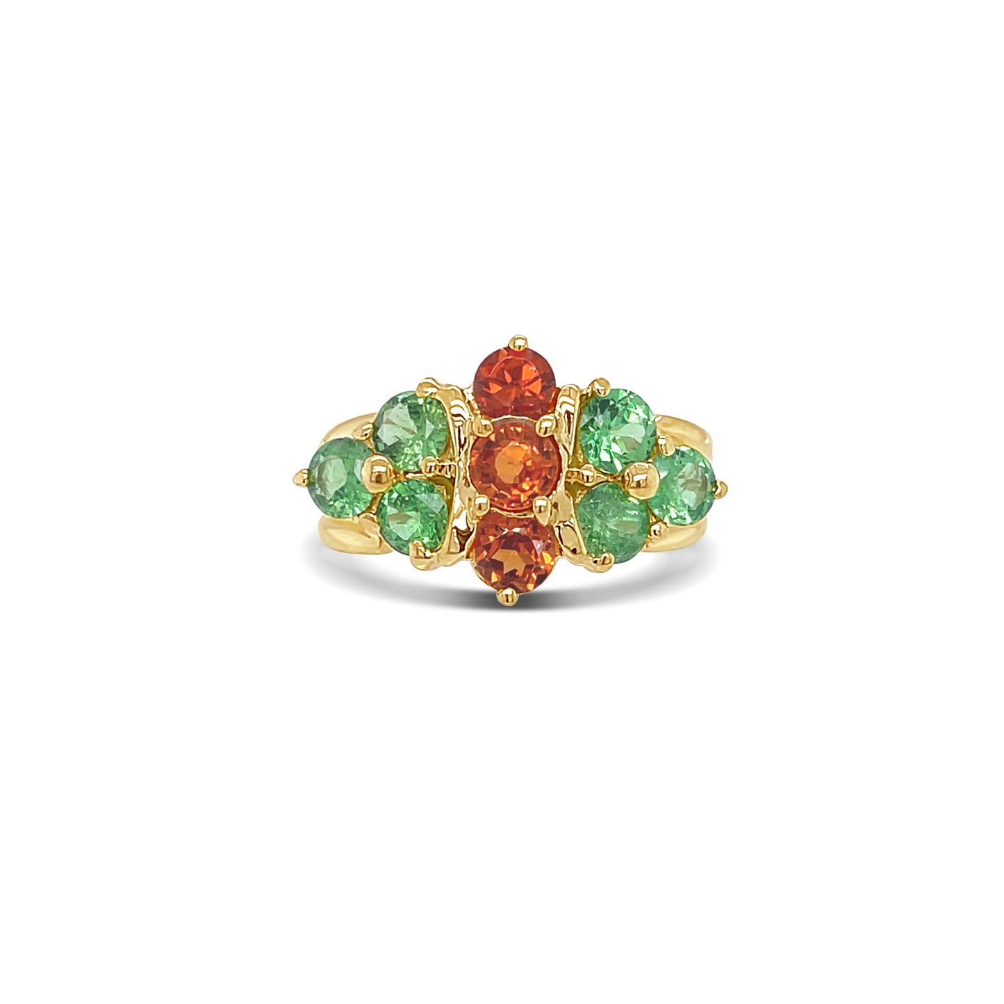 Peridot and Tsavorite Gold Ring