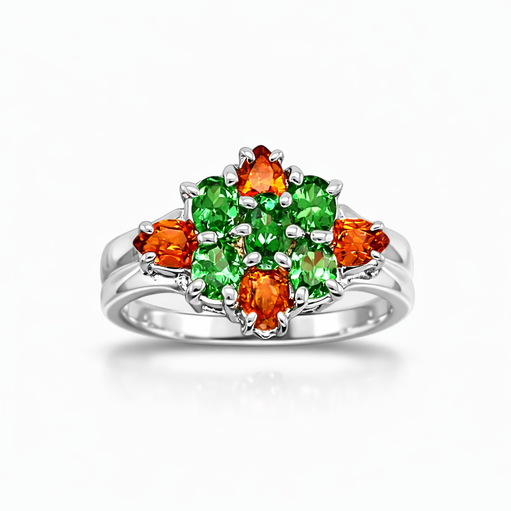 Tsavorai & Spessartilie Garnet Gold Ring