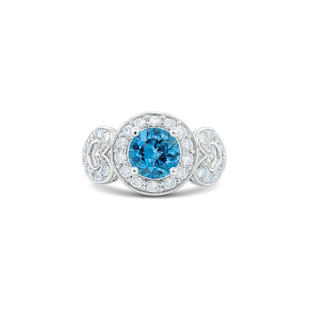 Blue Topaz Round-Cut Gold Ring
