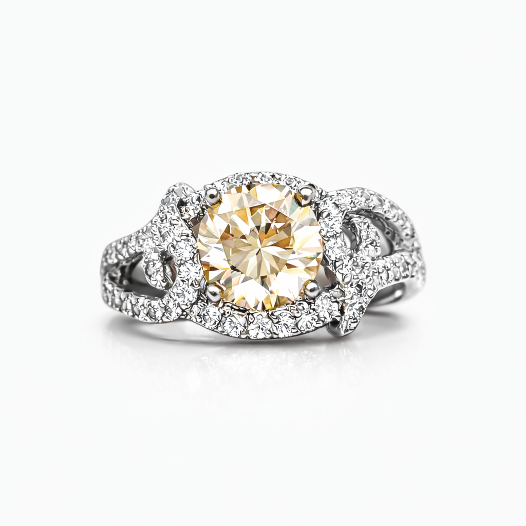 Champagne Elegance White Gold Ring