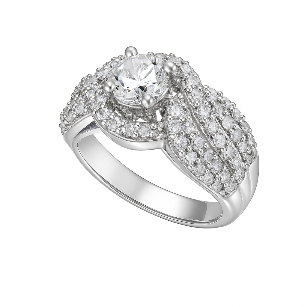 Round Brilliant-Cut White Gold Ring