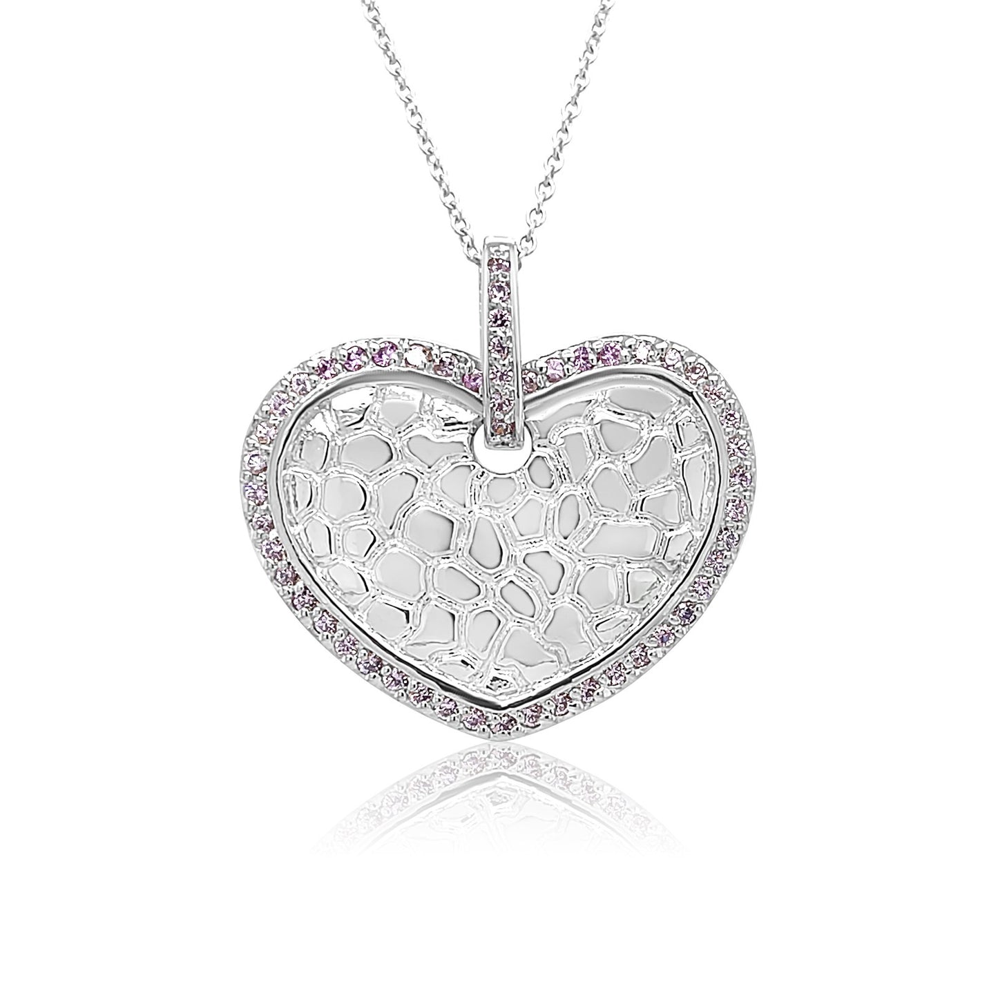 Blush Halo Lace Heart Pendant