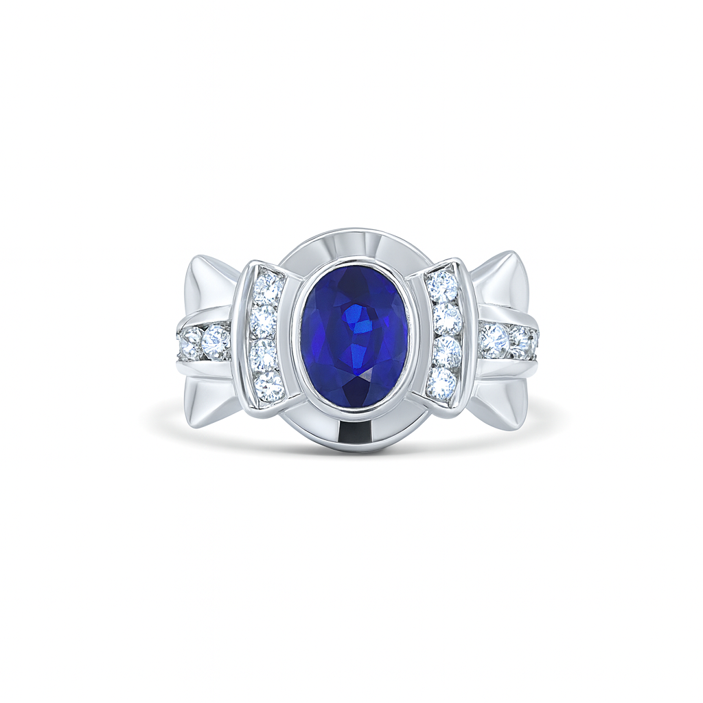 Blue Sapphire Oval-Cut Birthstone Ring
