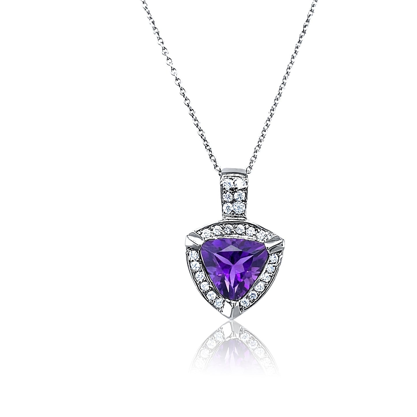Royal Trillion Amethyst Halo Pendant