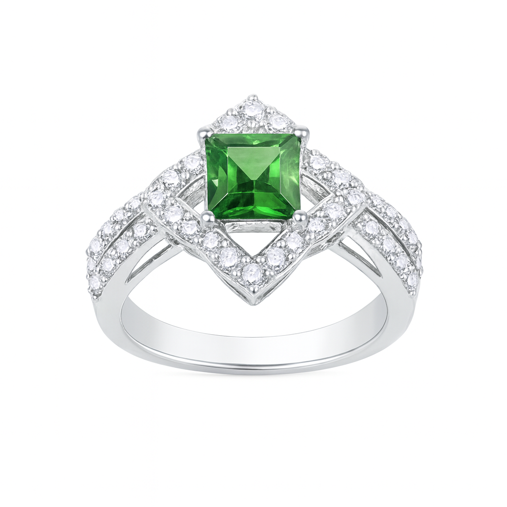 Square-Cut Emerald Birthstone Ring