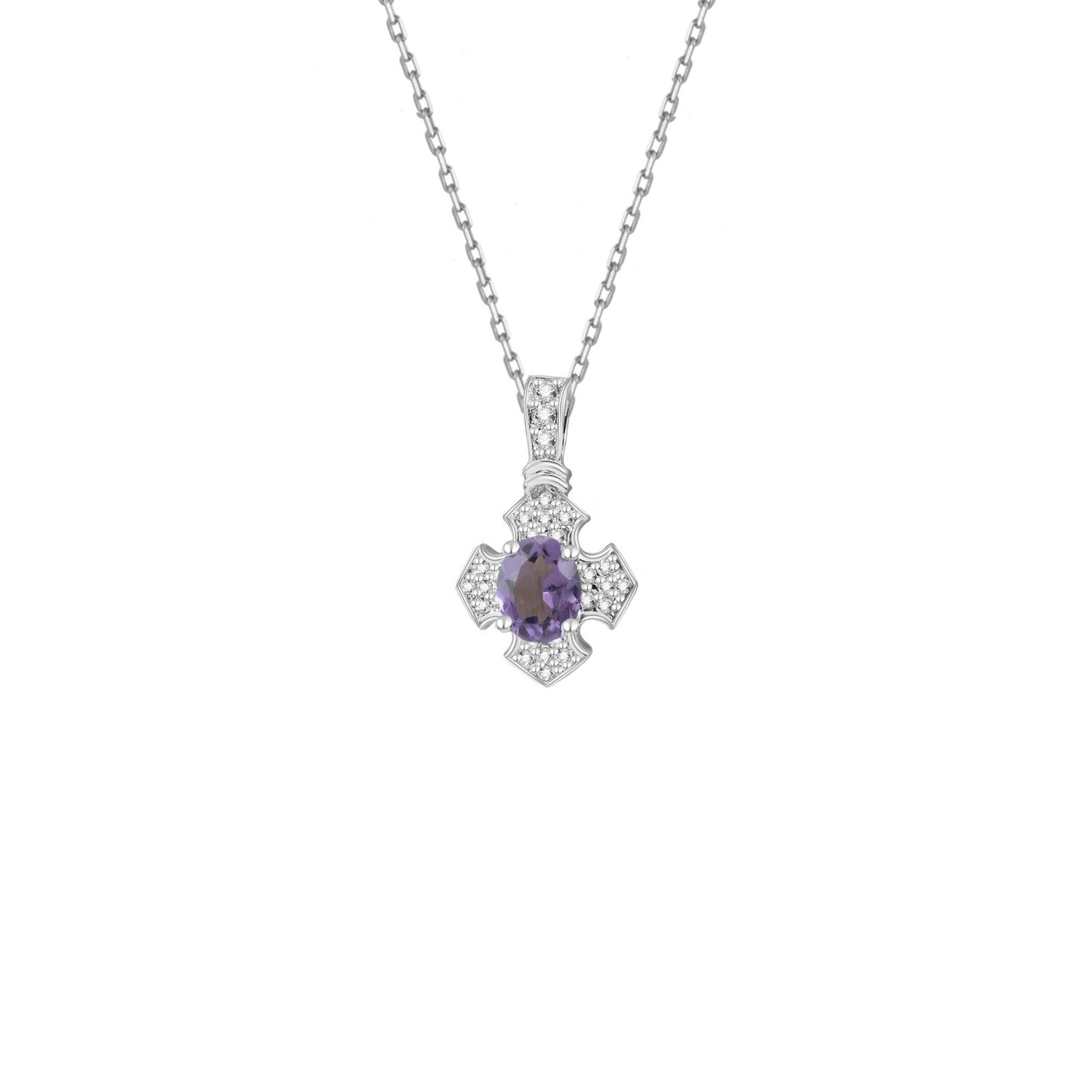 Amethyst Diamond Cross Pendant